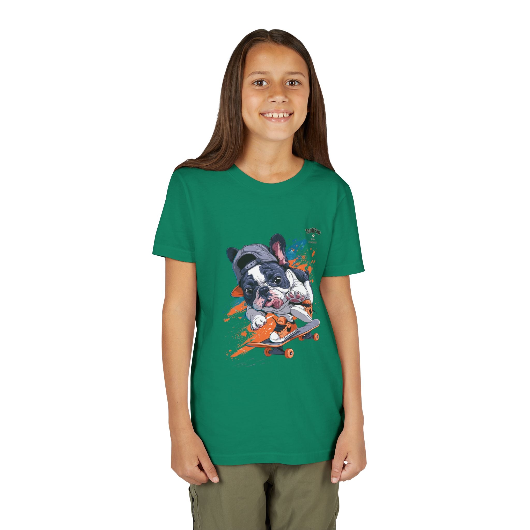 Youth Skateboarding French Bulldog Tee — Cute Skate Pup Graphic Shirt