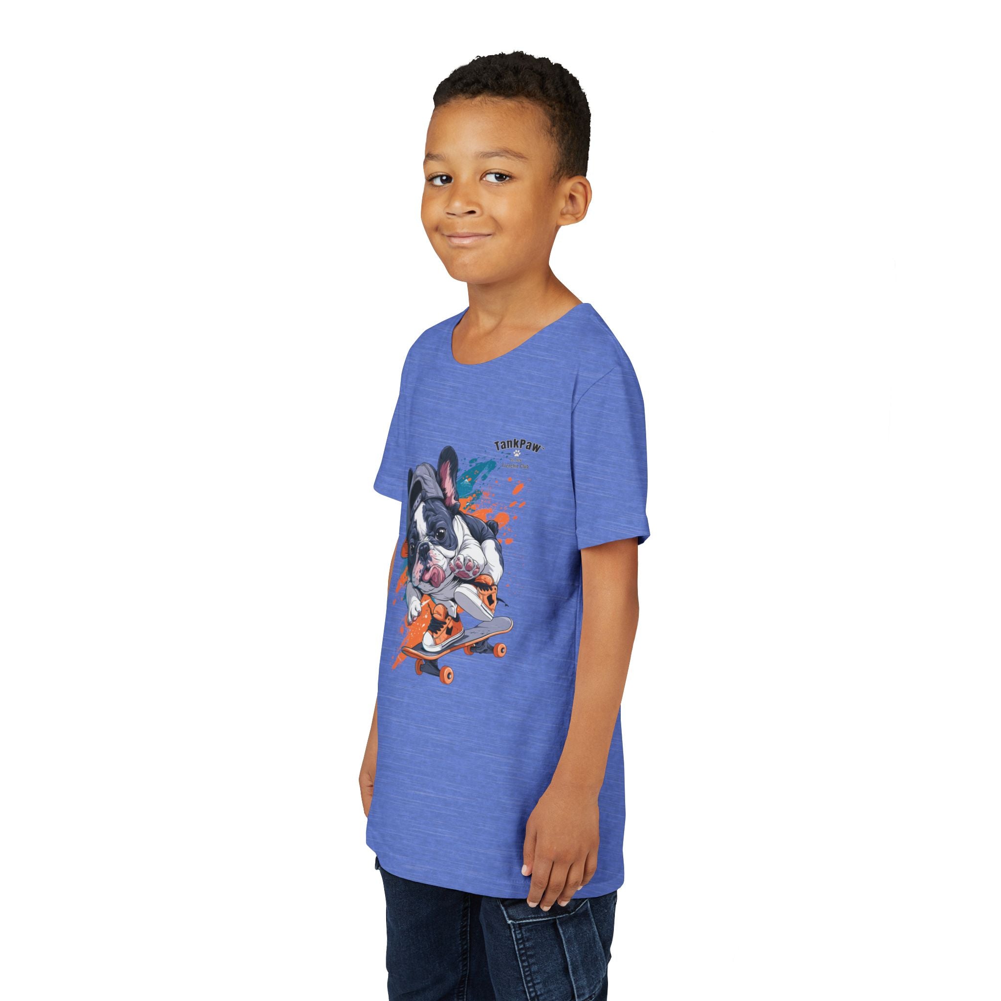 Youth Skateboarding French Bulldog Tee — Cute Skate Pup Graphic Shirt
