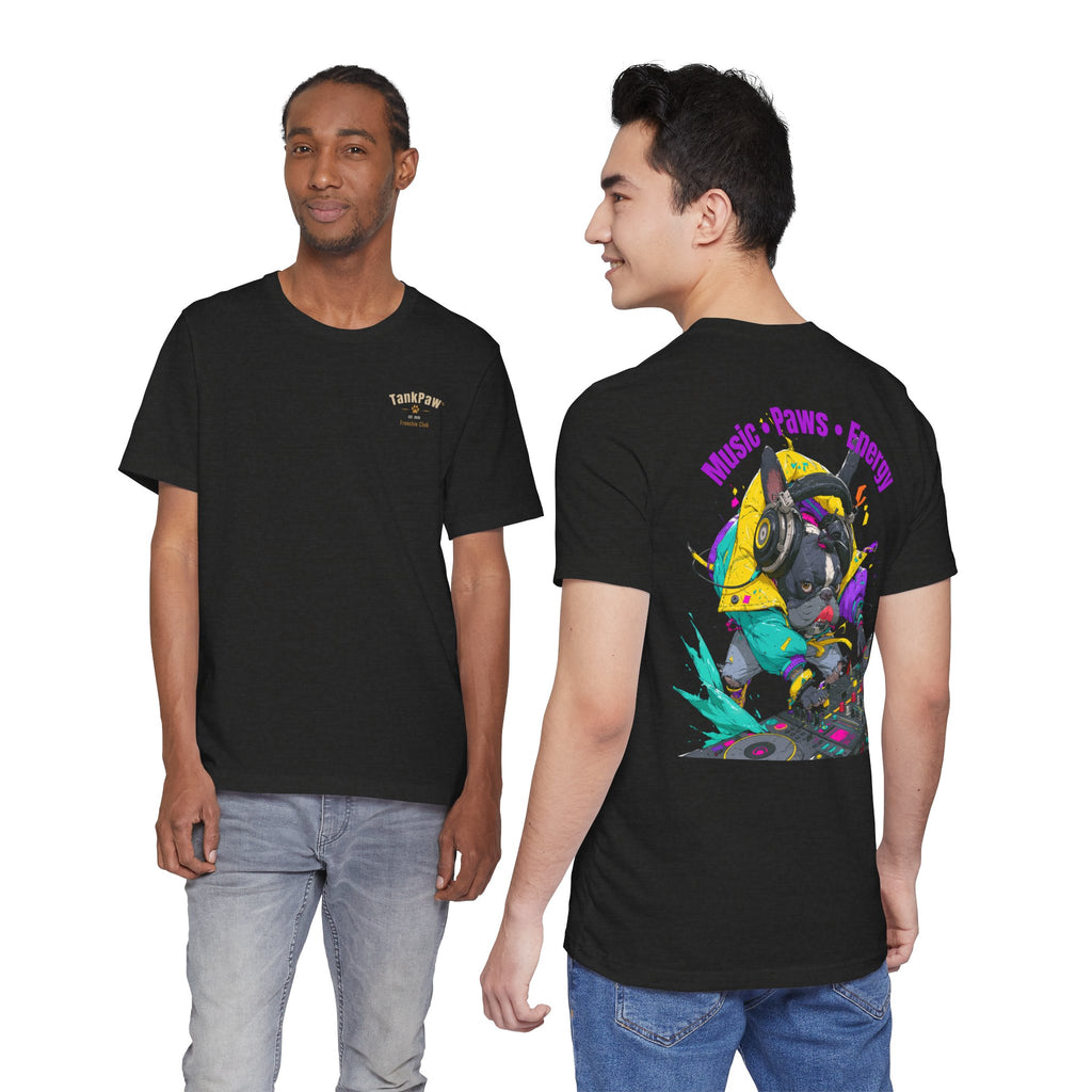 DJ French Bulldog T-Shirt — "Music • Paws • Energy" Graphic Tee