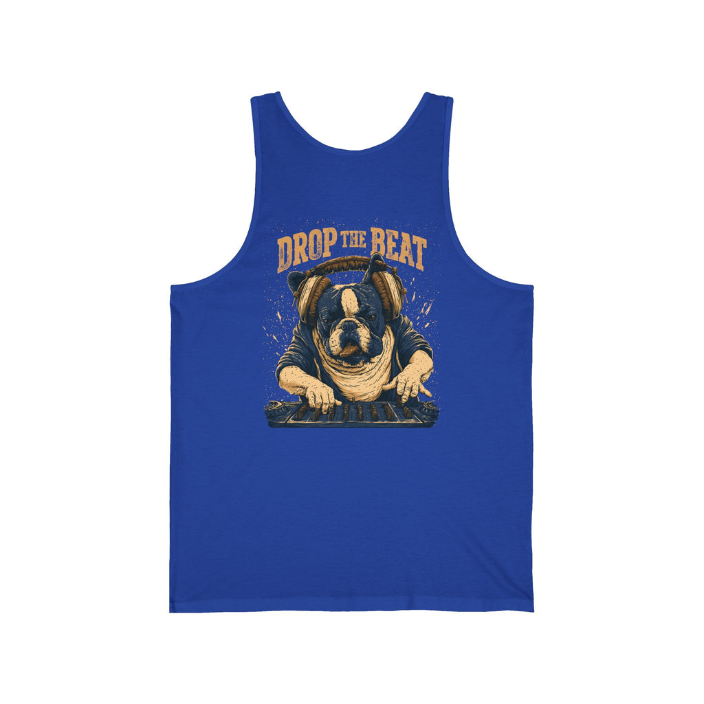 Drop the Beat DJ Dog Tank Top — Funny Bulldog Music Lover Graphic Tank