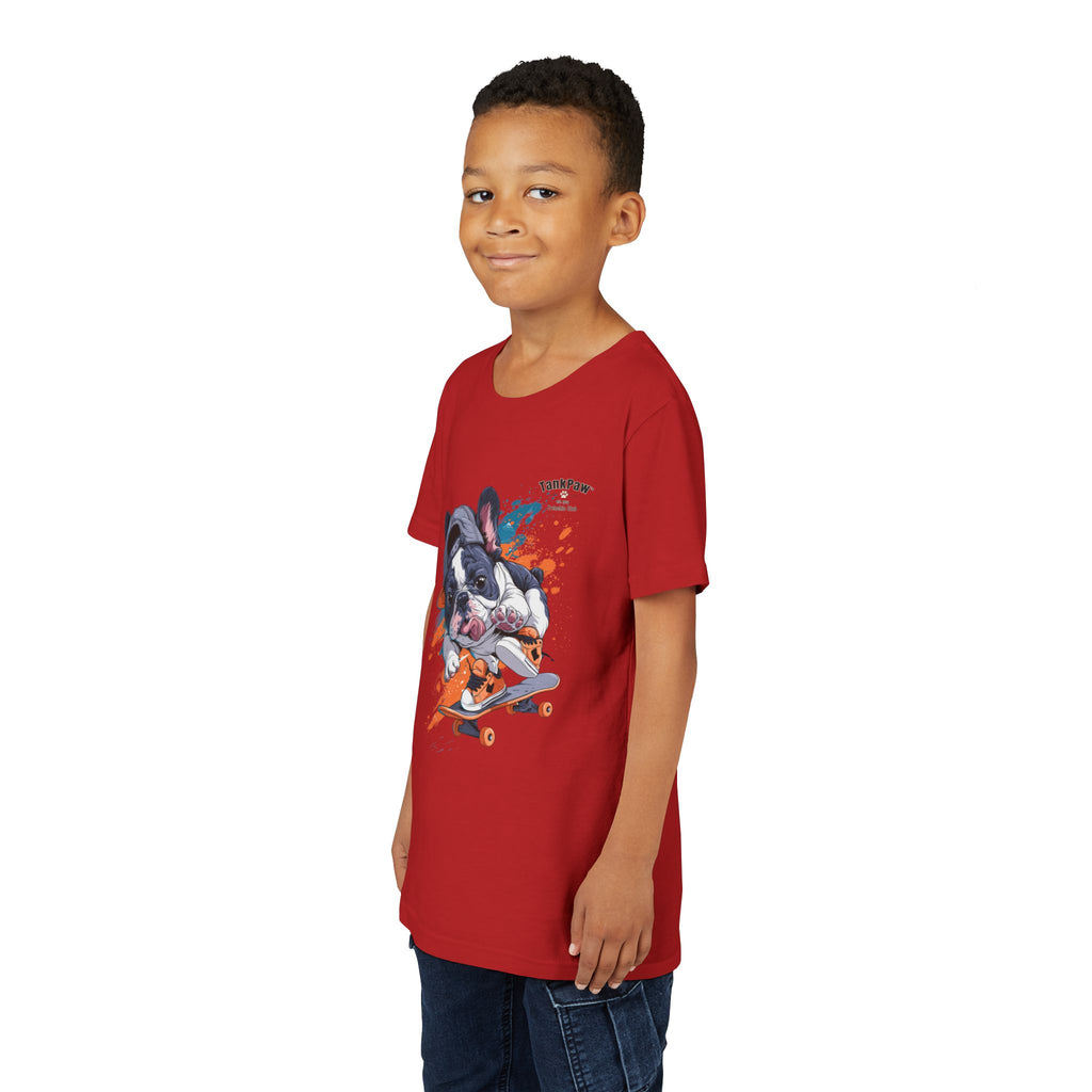 Youth Skateboarding French Bulldog Tee — Cute Skate Pup Graphic Shirt
