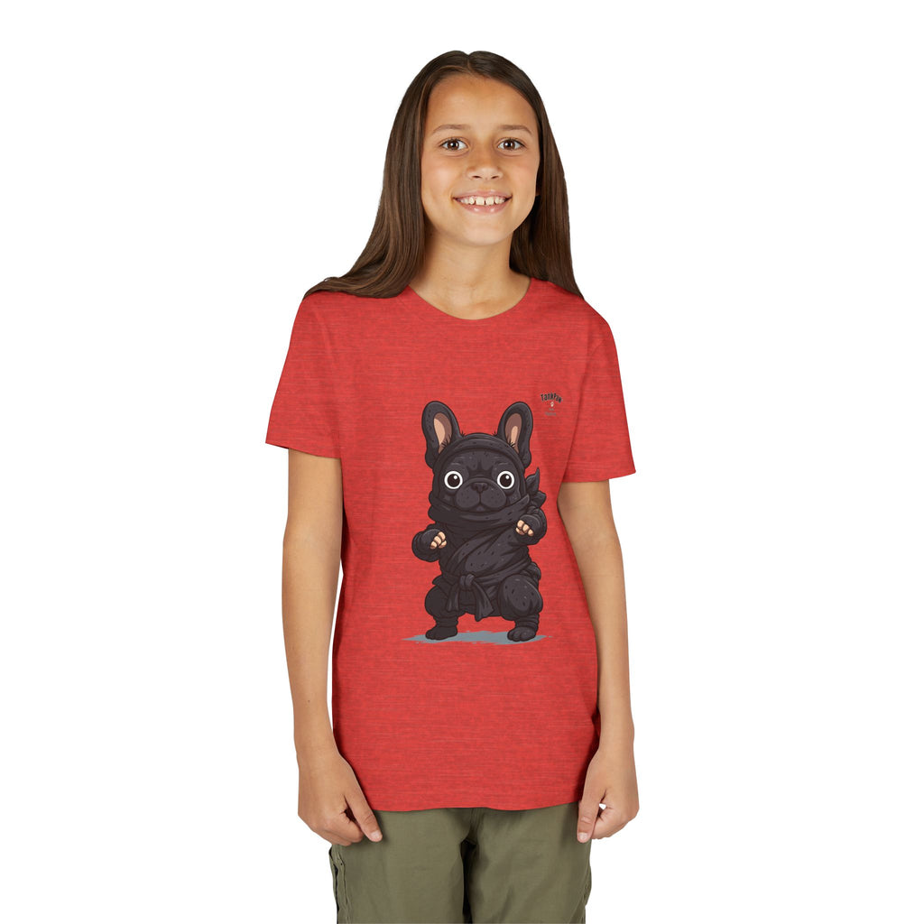 Kids Cute Black French Bulldog Tee – 'TARBUN' Cartoon Pup Youth T-Shirt