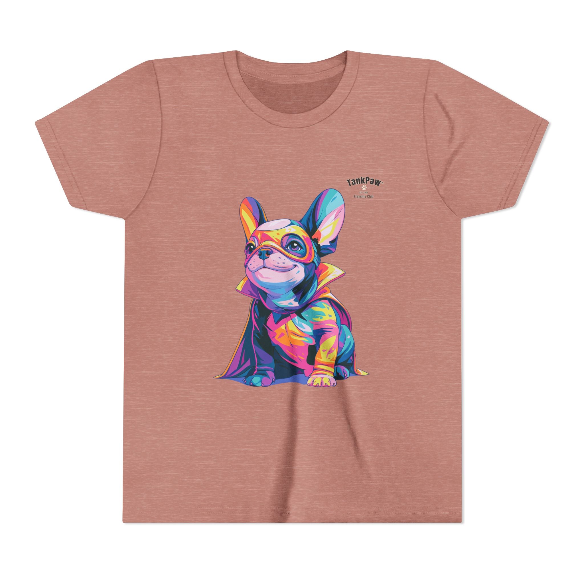 Kids Superhero French Bulldog Tee — Colorful Puppy Costume Youth Shirt