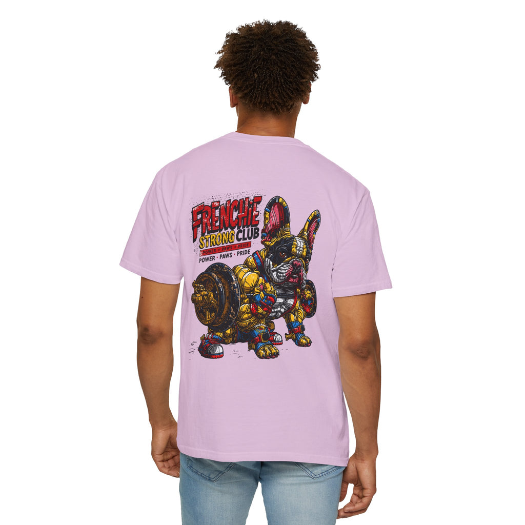 Frenchie Strong Club T-Shirt — Graphic French Bulldog Weightlifting Tee