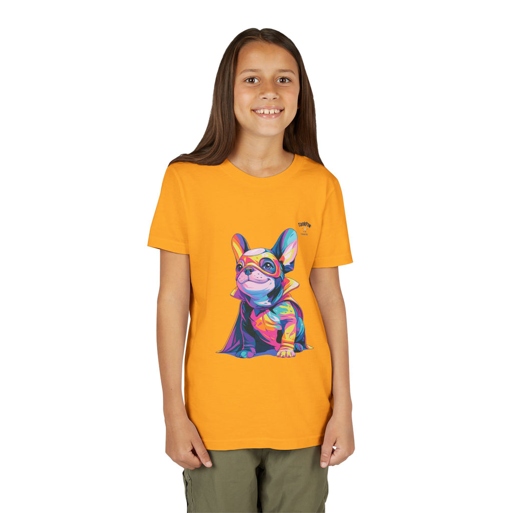 Kids Superhero French Bulldog Tee — Colorful Puppy Costume Youth Shirt