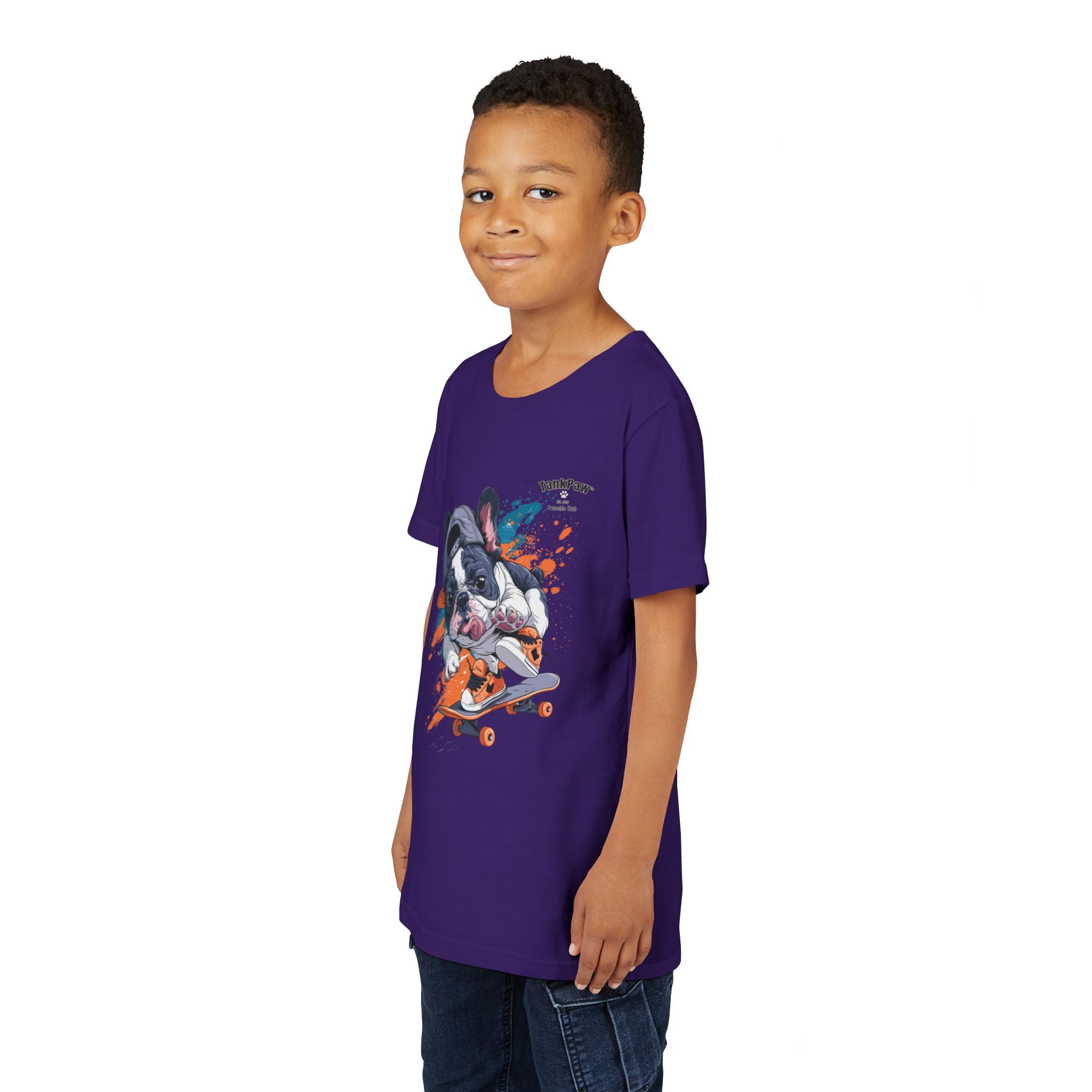 Youth Skateboarding French Bulldog Tee — Cute Skate Pup Graphic Shirt