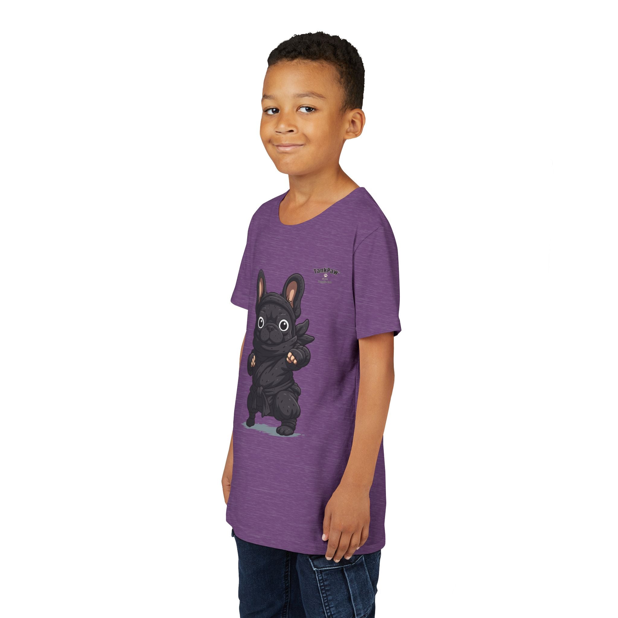 Kids Cute Black French Bulldog Tee – 'TARBUN' Cartoon Pup Youth T-Shirt