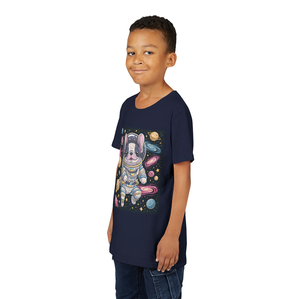 Kids Astronaut French Bulldog Tee — Space Puppy Graphic Youth T‑Shirt