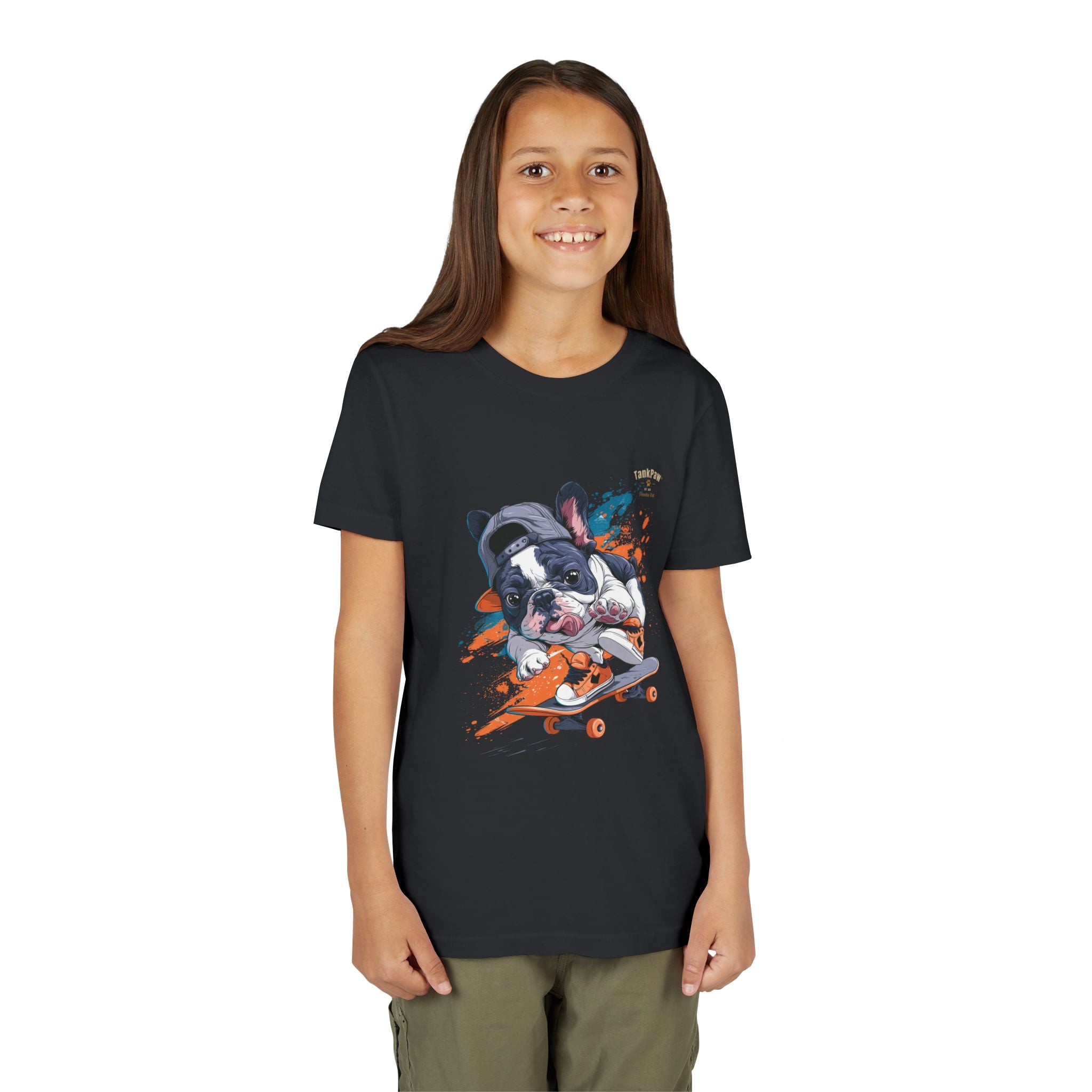 Youth Skateboarding French Bulldog Tee — Cute Skate Pup Graphic Shirt