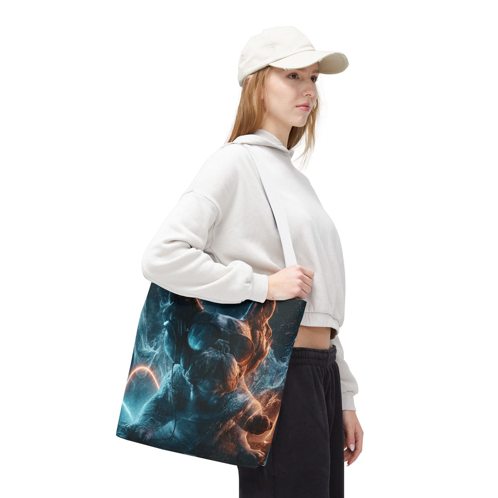 Cool French Bulldog Tote Bag — Neon DJ Dog Graphic Tote