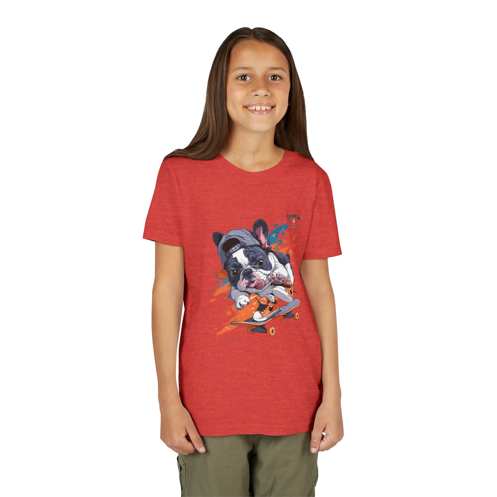 Youth Skateboarding French Bulldog Tee — Cute Skate Pup Graphic Shirt