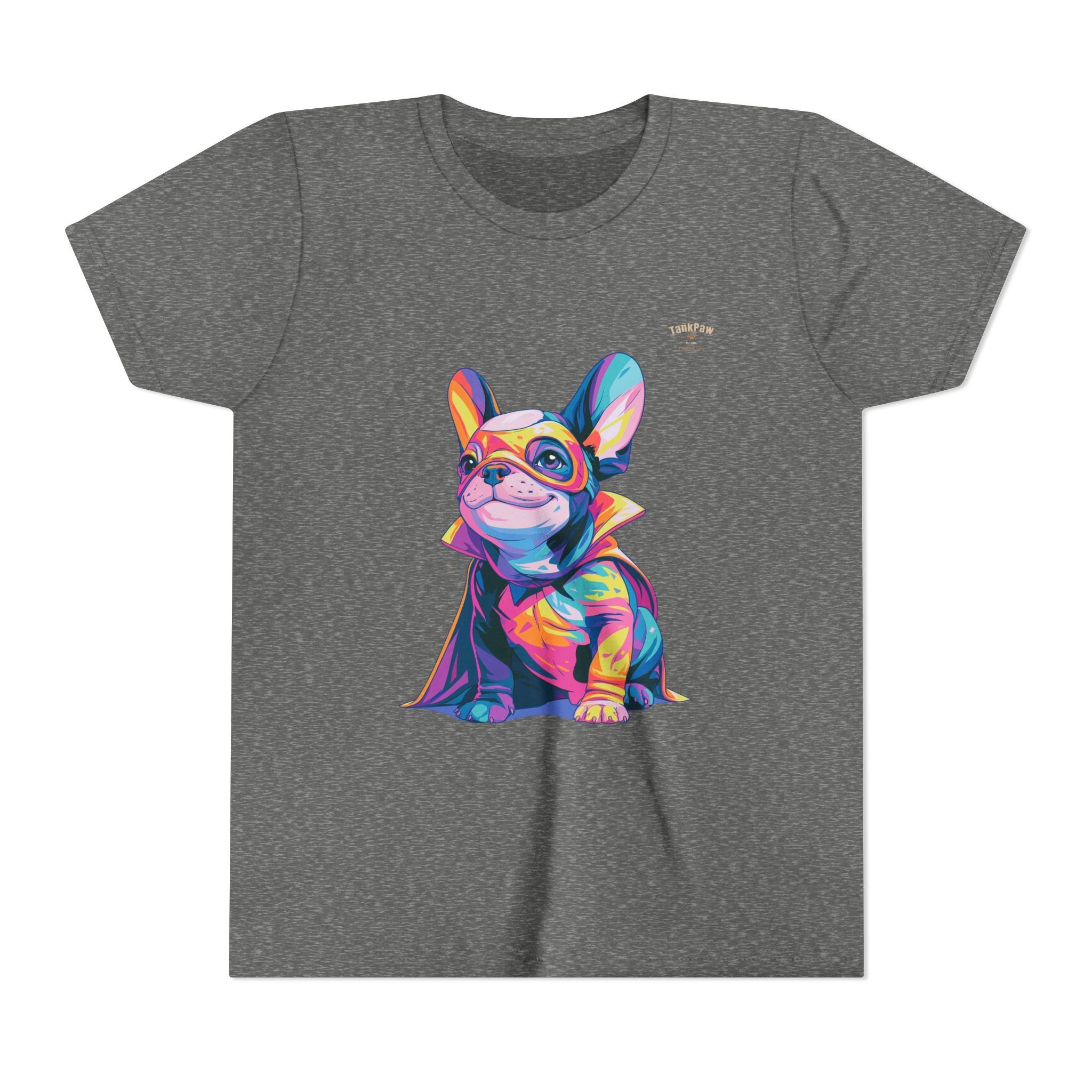Kids Superhero French Bulldog Tee — Colorful Puppy Costume Youth Shirt