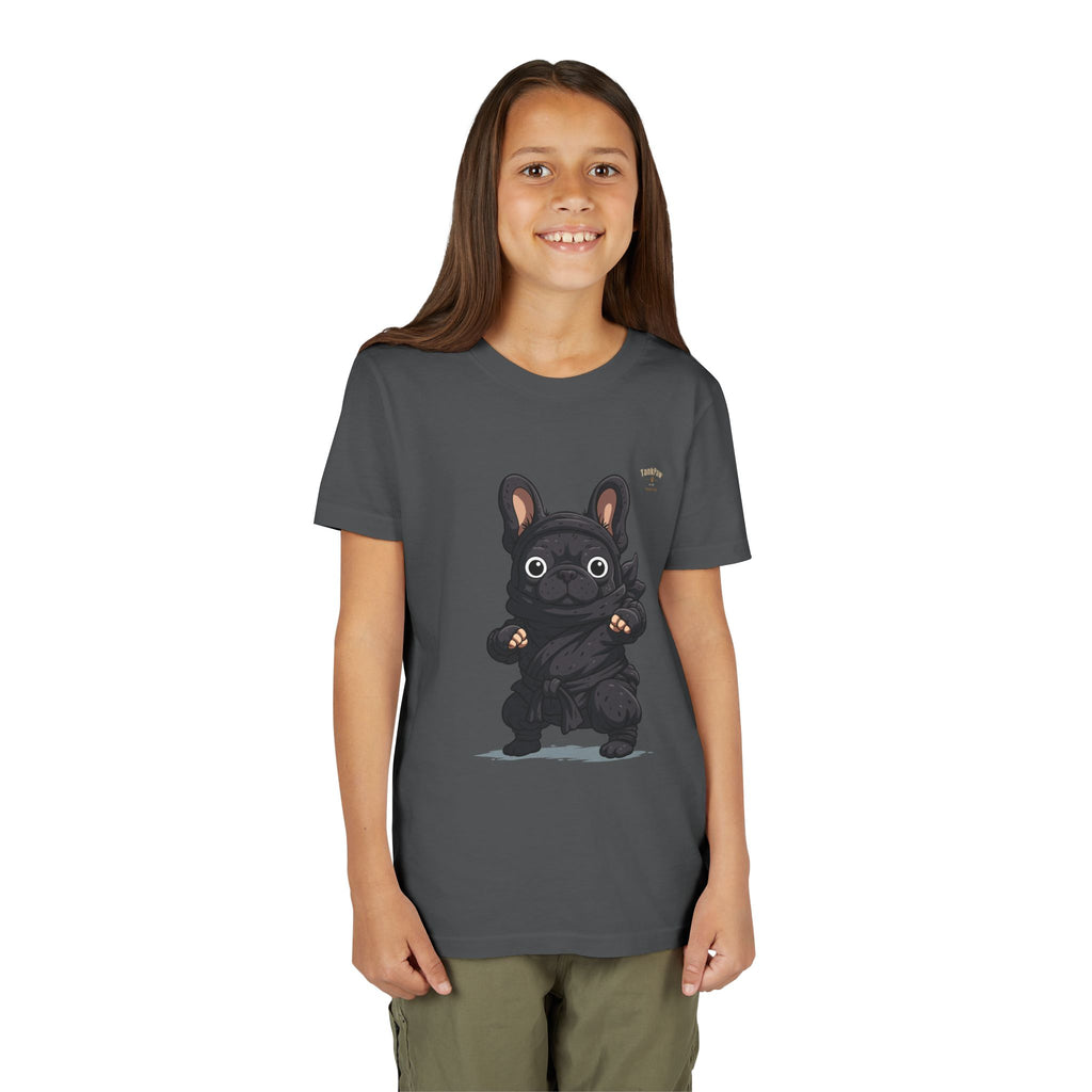 Kids Cute Black French Bulldog Tee – 'TARBUN' Cartoon Pup Youth T-Shirt