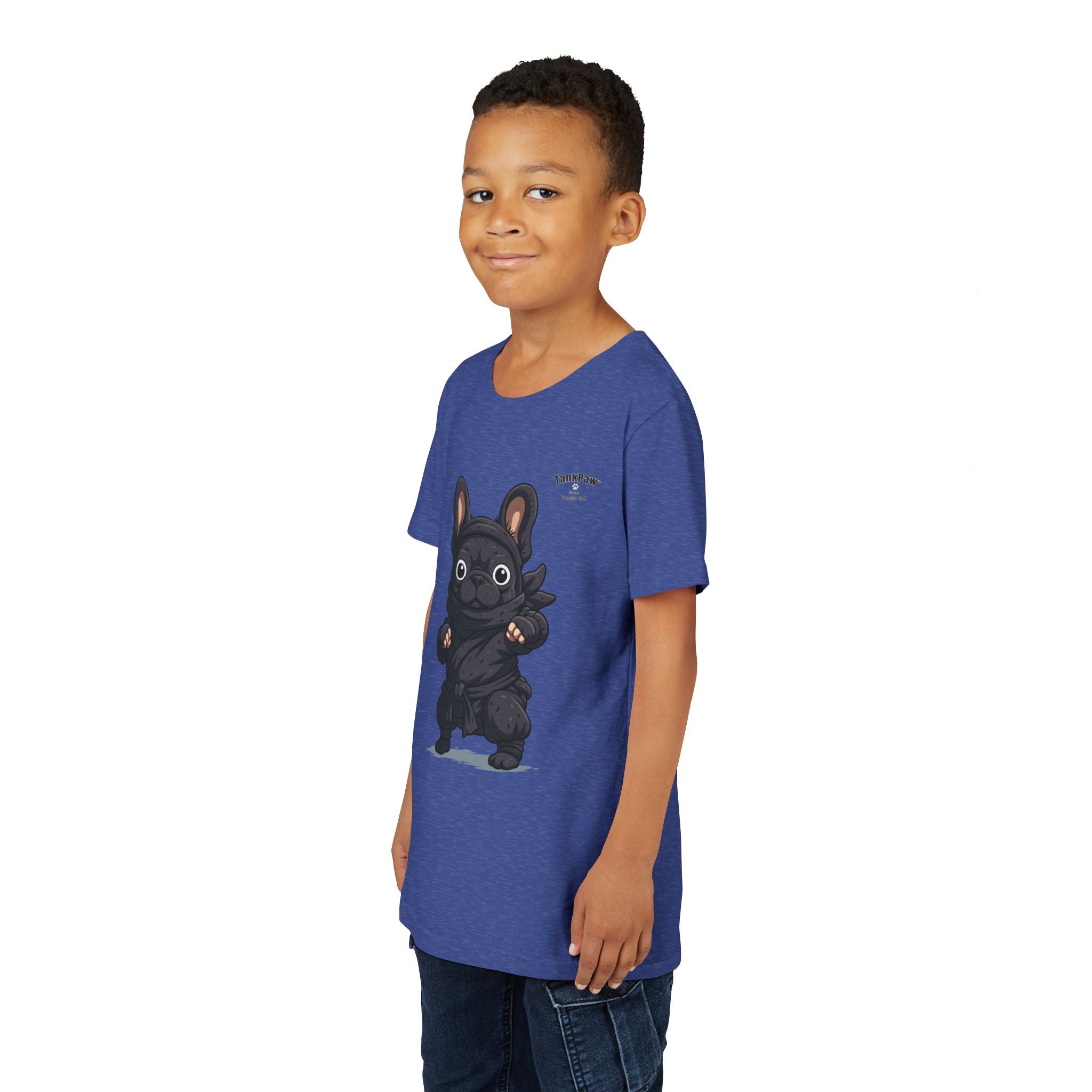 Kids Cute Black French Bulldog Tee – 'TARBUN' Cartoon Pup Youth T-Shirt
