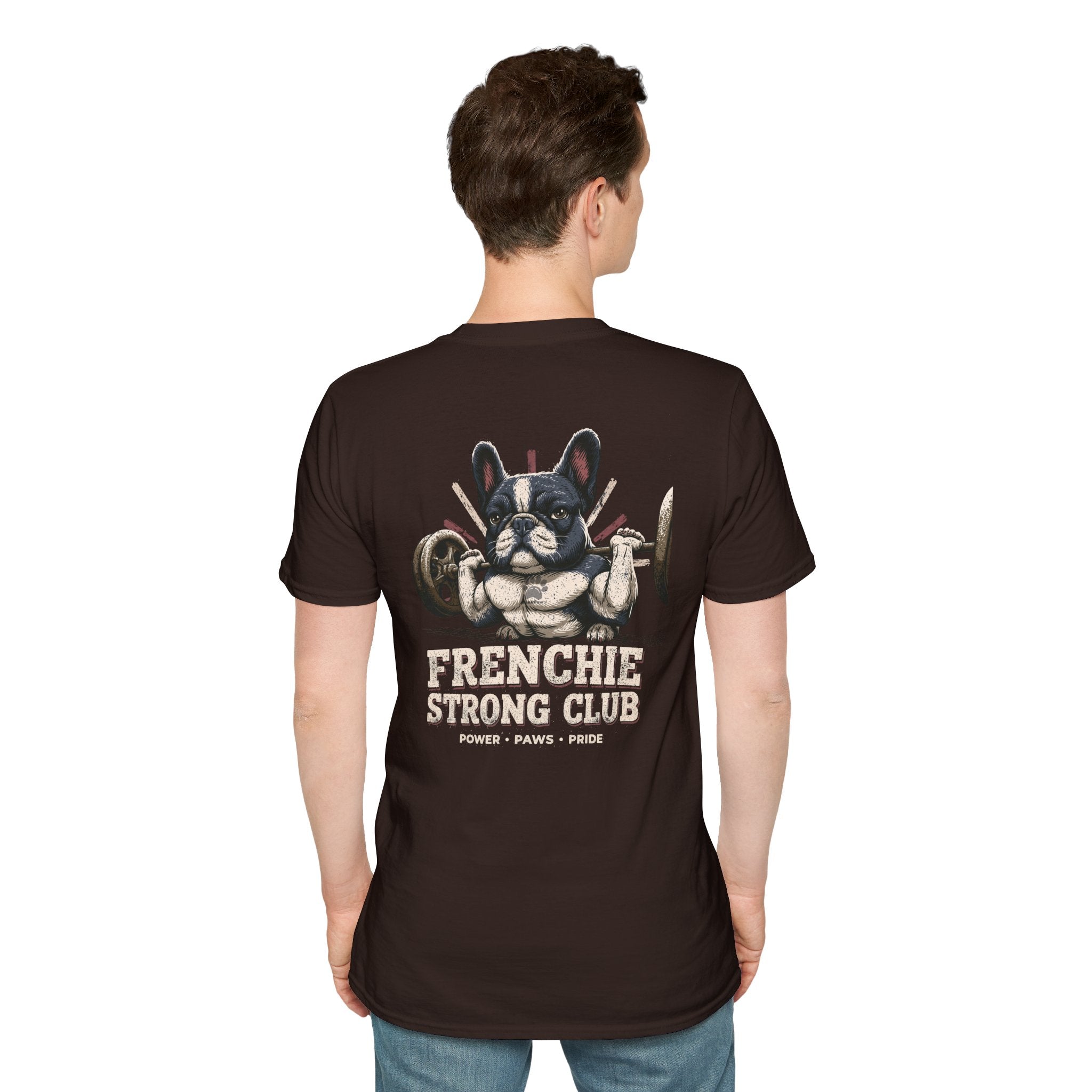 Gym French Bulldog T-Shirt – Fitness Frenchie Workout Shirt for Dog Lovers — Minimal Couples Graphic T-Shirt