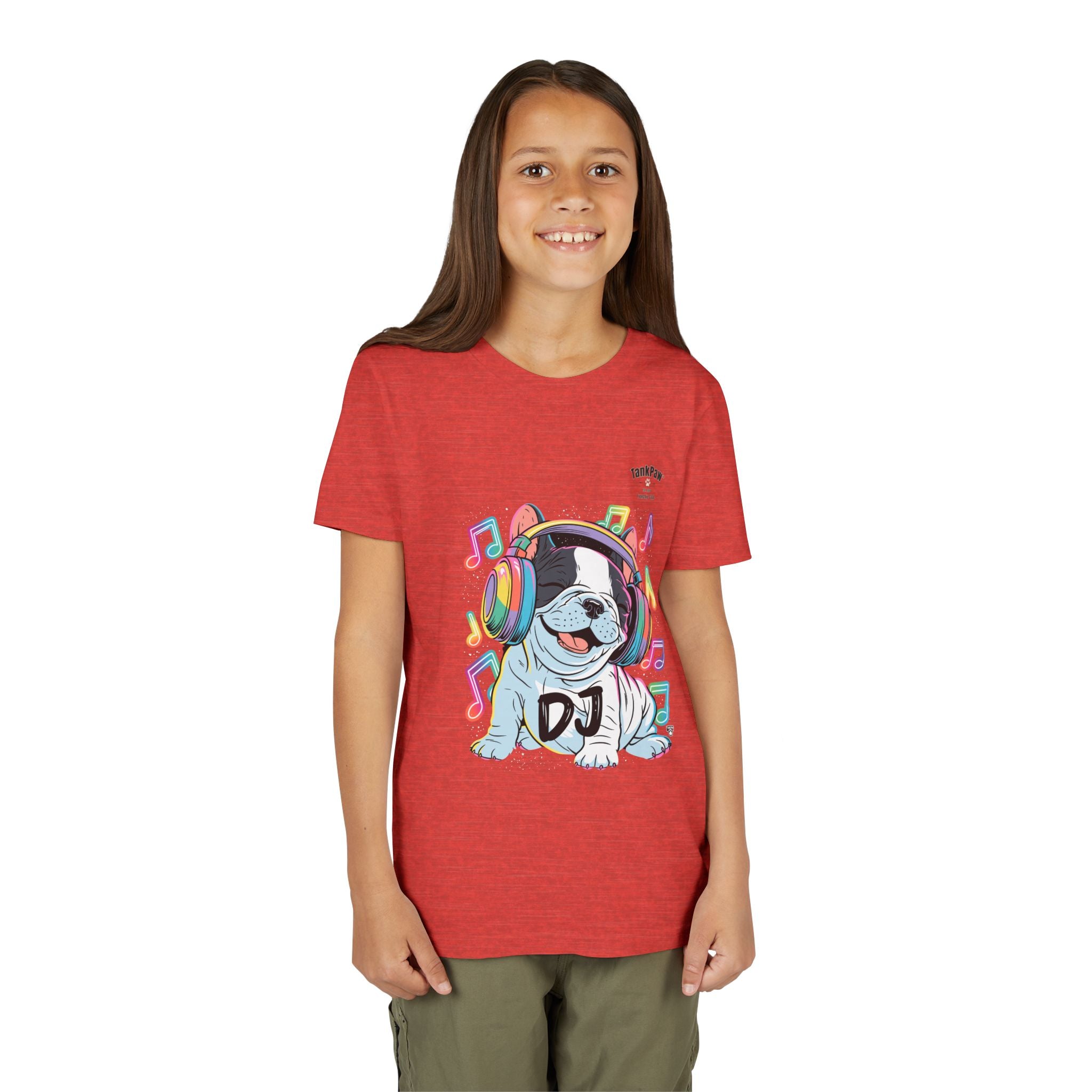 DJ Bulldog Kids Tee — Colorful Headphones Music T-Shirt for Boys & Girls