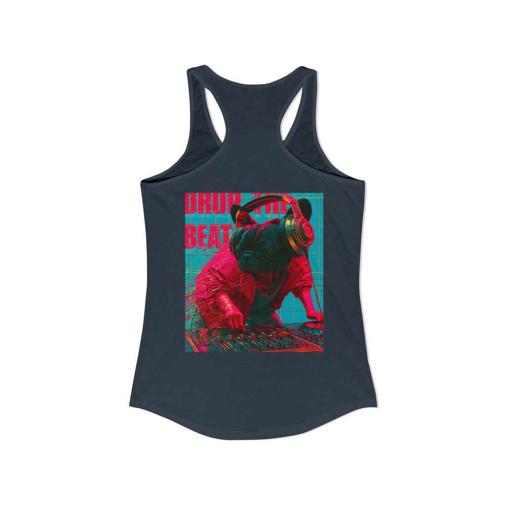 TankPaw™ Women's Frenchie Graphic T-Shirt — "DJ Dog" Design — Music Festival Theme