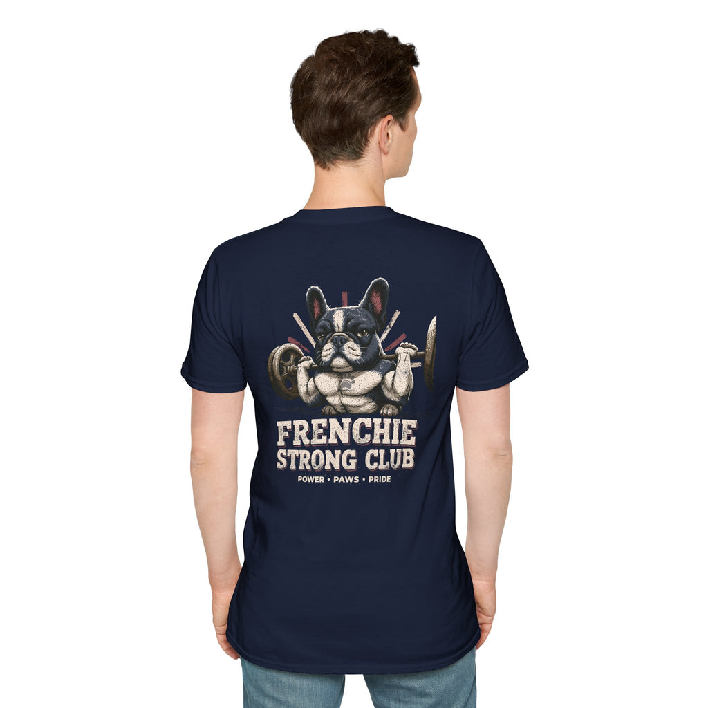 Gym French Bulldog T-Shirt – Fitness Frenchie Workout Shirt for Dog Lovers — Minimal Couples Graphic T-Shirt
