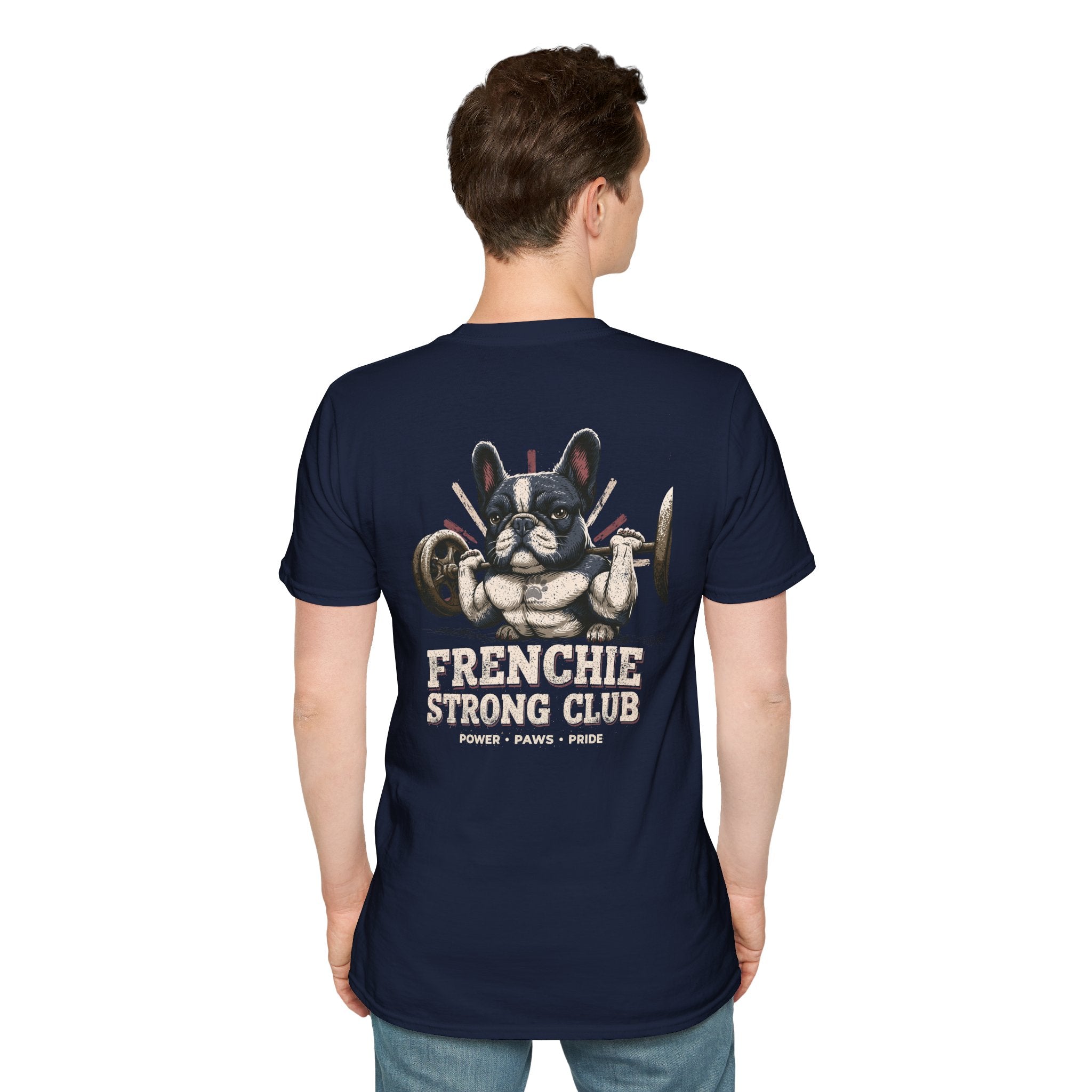 Gym French Bulldog T-Shirt – Fitness Frenchie Workout Shirt for Dog Lovers — Minimal Couples Graphic T-Shirt