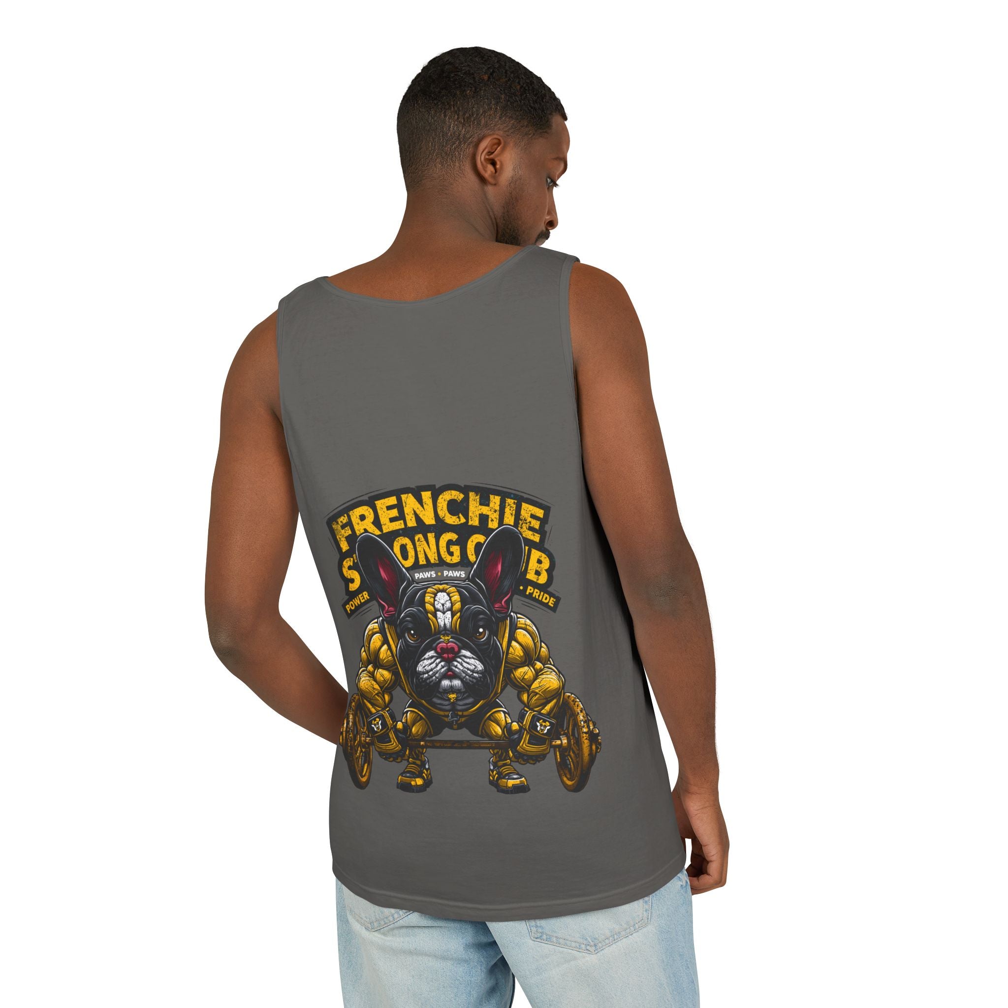 Power Paws Tank Top — "Frenchie Strong" Graphic Dog Fitness Tank