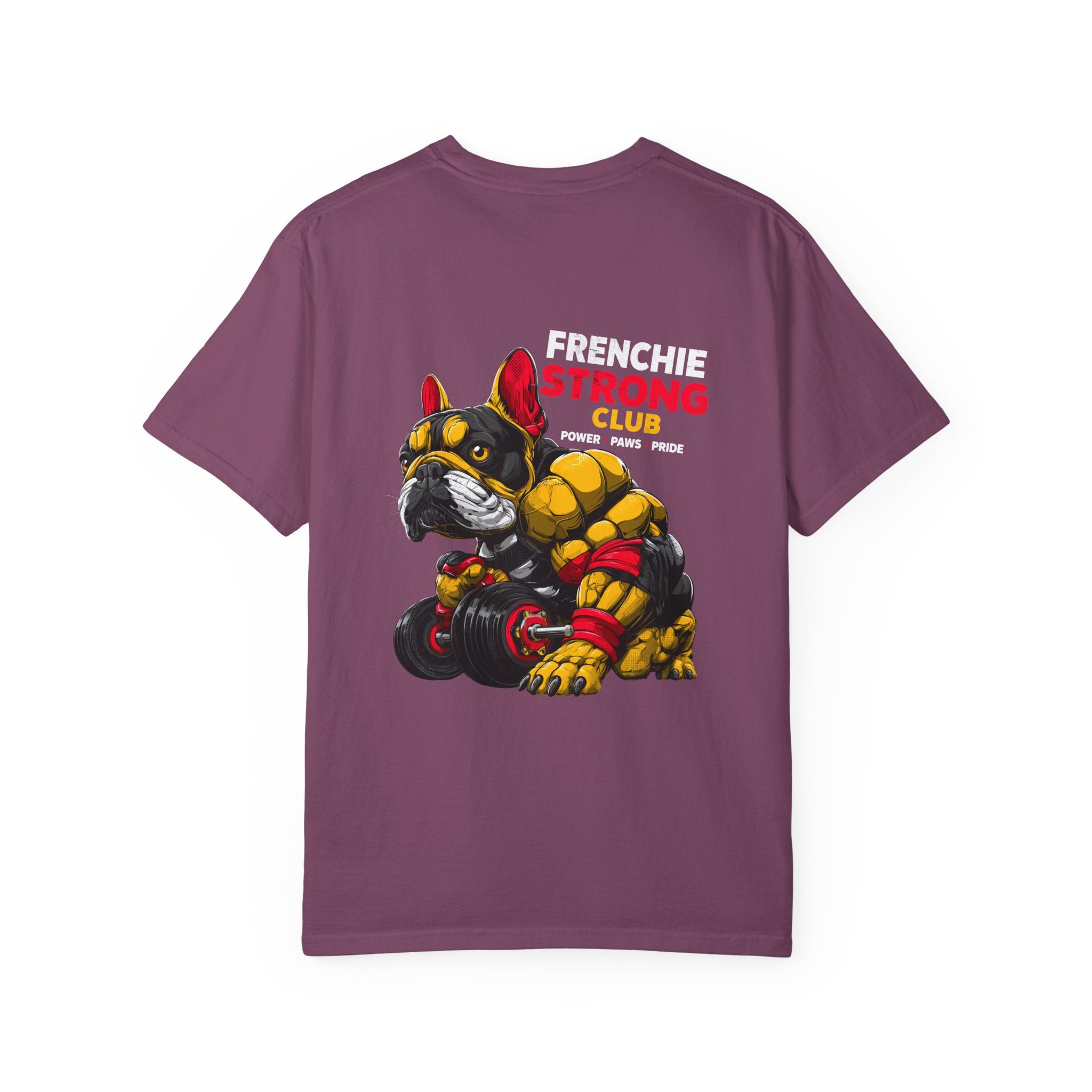 "Frenchie Strong Club" Muscular Dog Pet T-Shirt — Cute Frenchie Weightlifting Graphic Tee