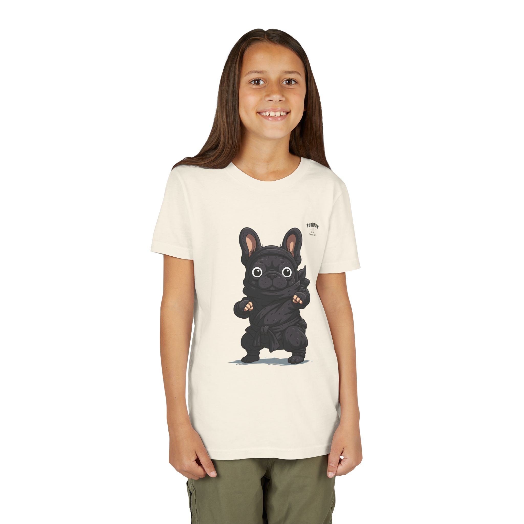 Kids Cute Black French Bulldog Tee – 'TARBUN' Cartoon Pup Youth T-Shirt