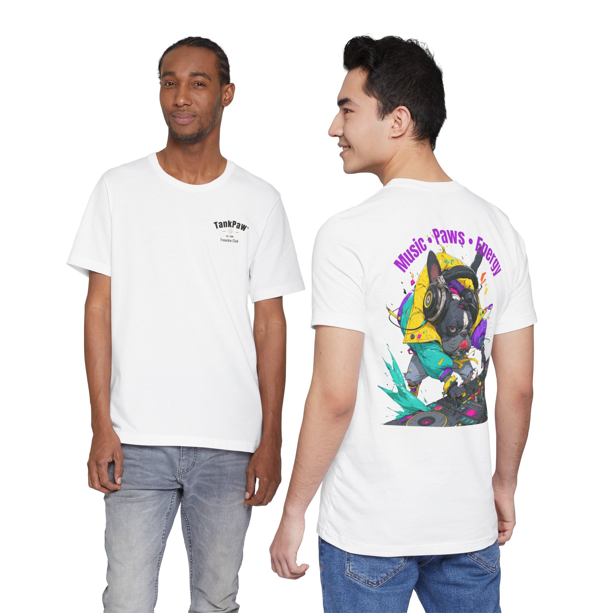 DJ French Bulldog T-Shirt — "Music • Paws • Energy" Graphic Tee
