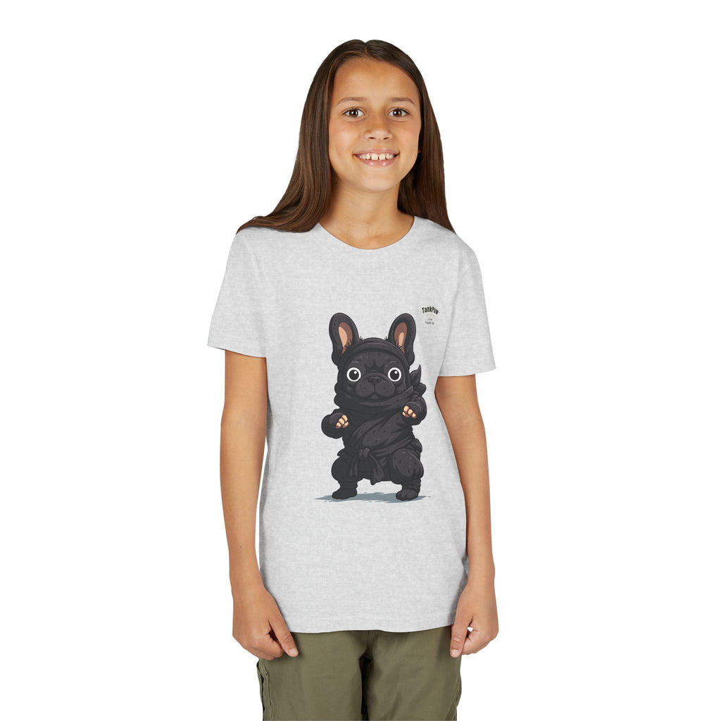 Kids Cute Black French Bulldog Tee – 'TARBUN' Cartoon Pup Youth T-Shirt