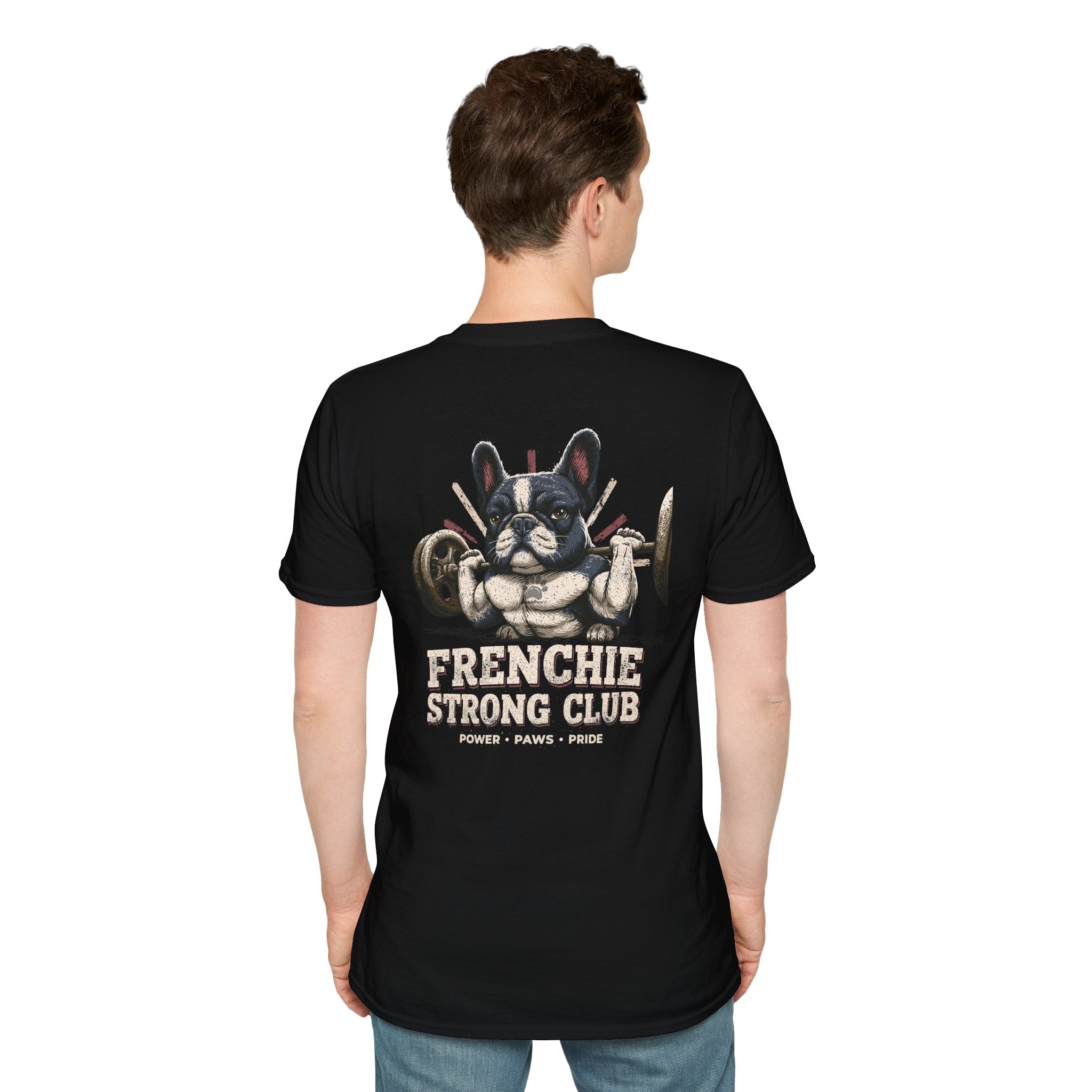Gym French Bulldog T-Shirt – Fitness Frenchie Workout Shirt for Dog Lovers — Minimal Couples Graphic T-Shirt