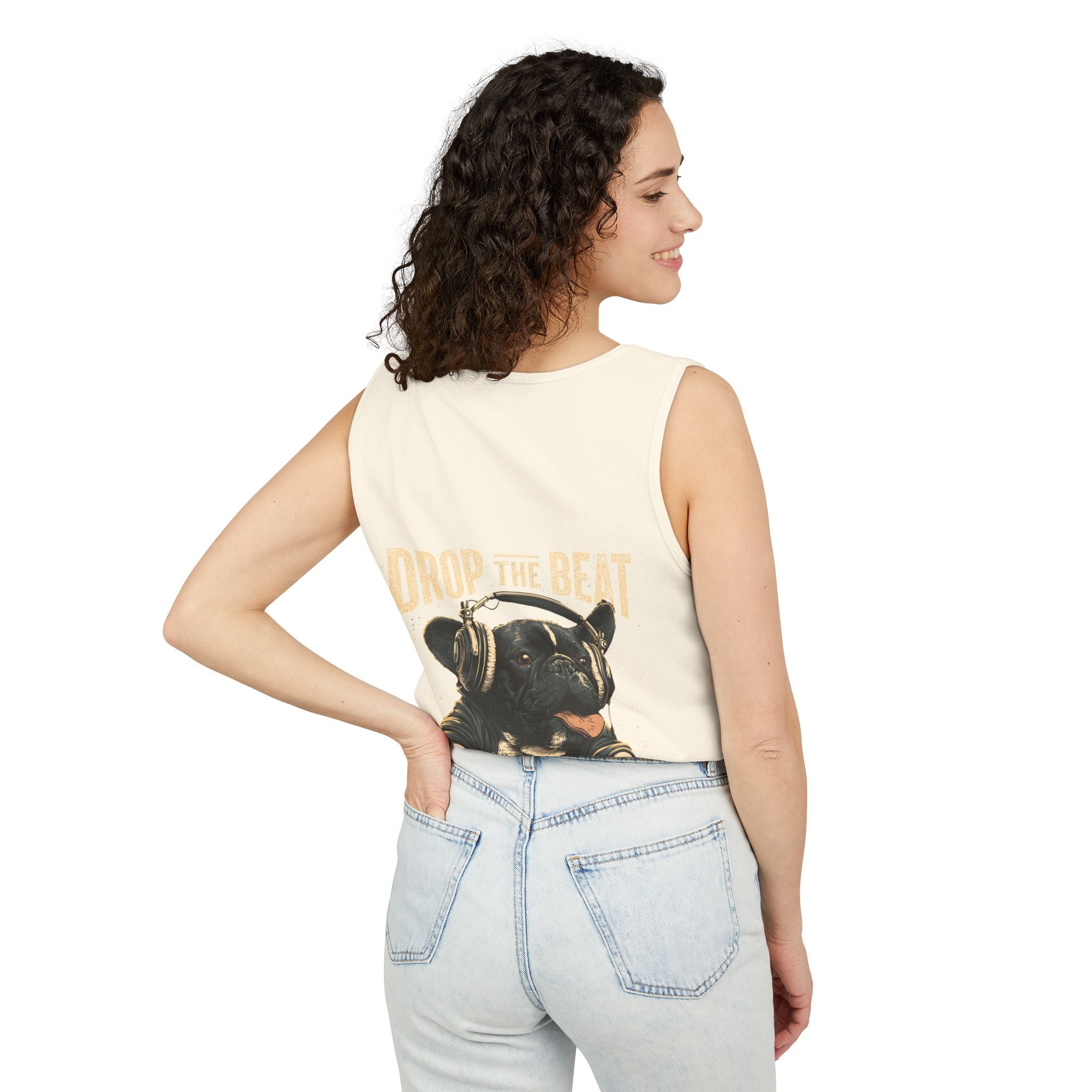 Music Festival Tank Top – "Drop the Beat" Frenchie DJ Graphic Tank