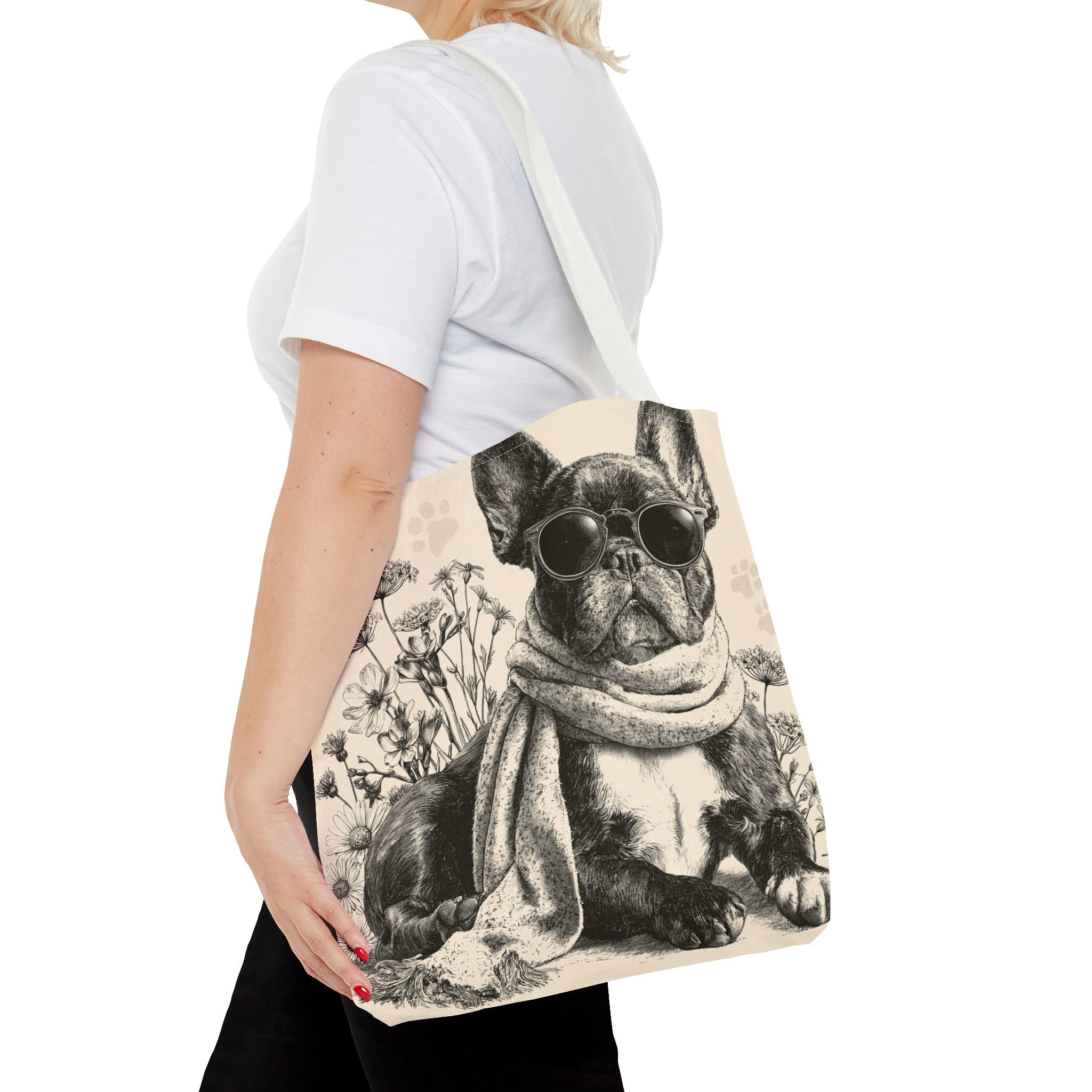 French Bulldog Canvas Tote Bag – Cute Frenchie Shoulder Bag for Dog Lovers