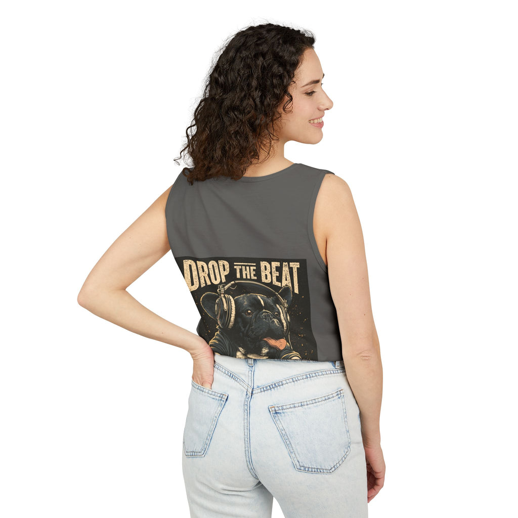 Music Festival Tank Top – "Drop the Beat" Frenchie DJ Graphic Tank