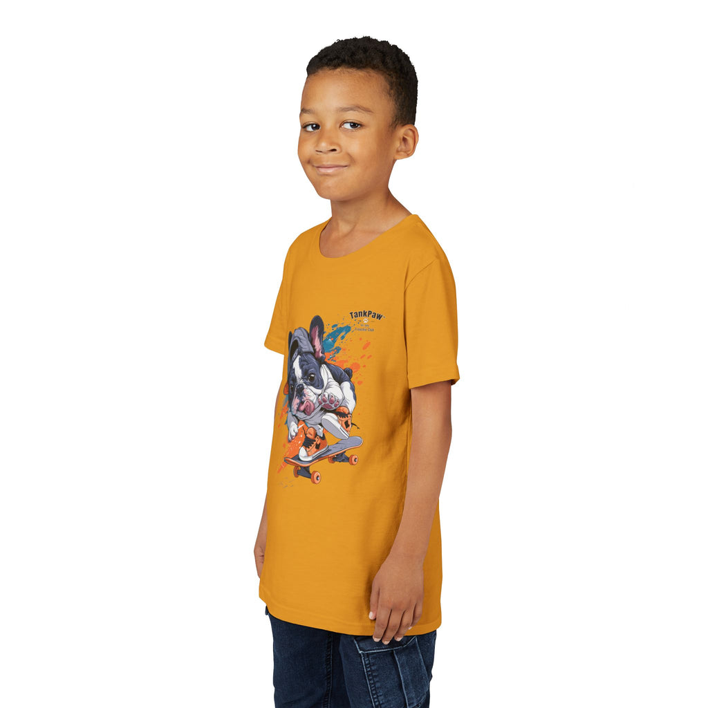 Youth Skateboarding French Bulldog Tee — Cute Skate Pup Graphic Shirt