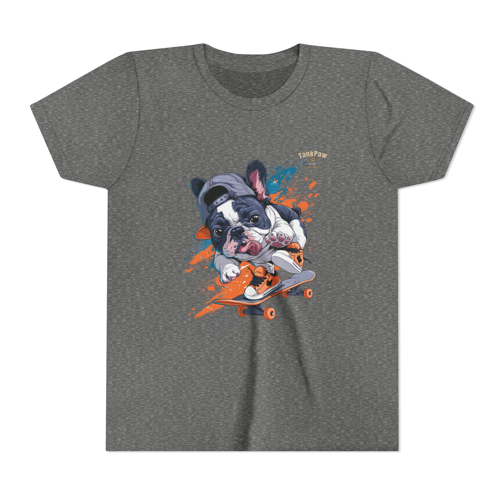 Youth Skateboarding French Bulldog Tee — Cute Skate Pup Graphic Shirt