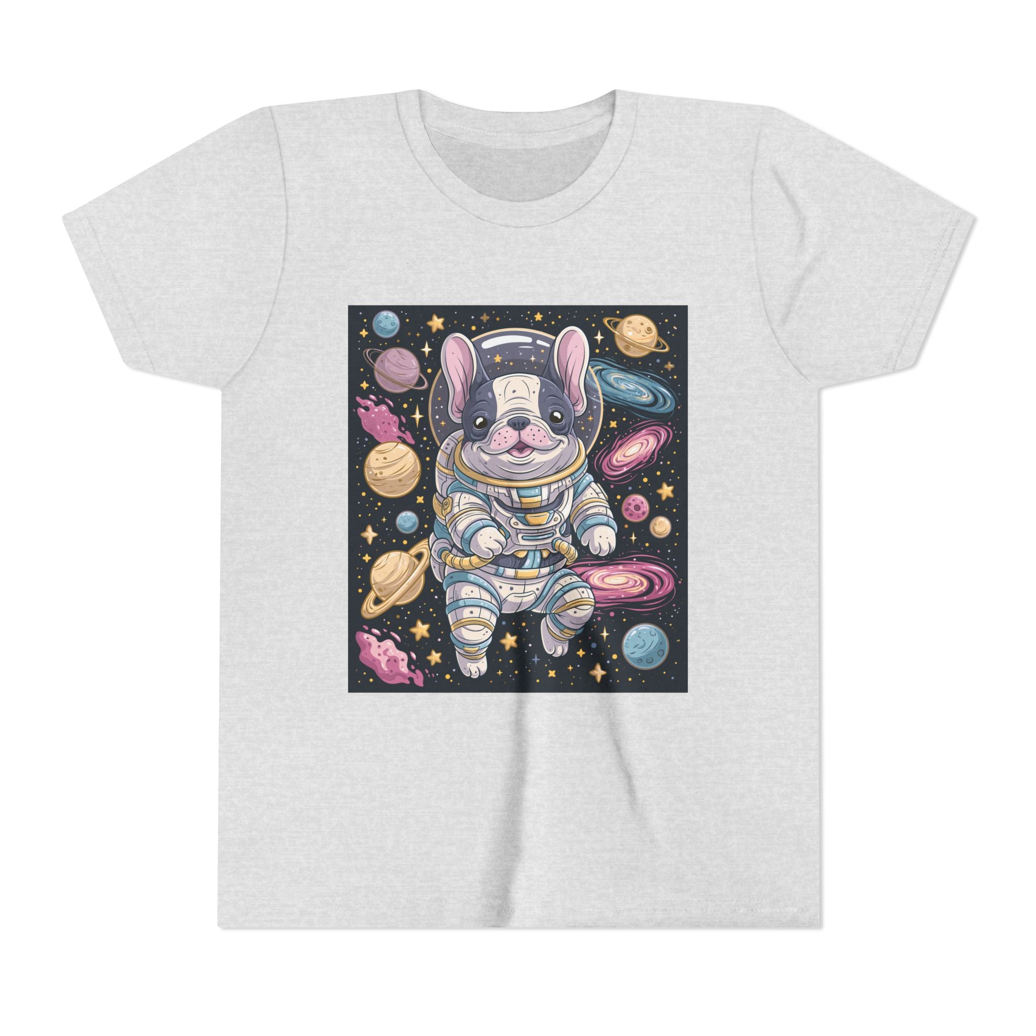 Kids Astronaut French Bulldog Tee — Space Puppy Graphic Youth T‑Shirt