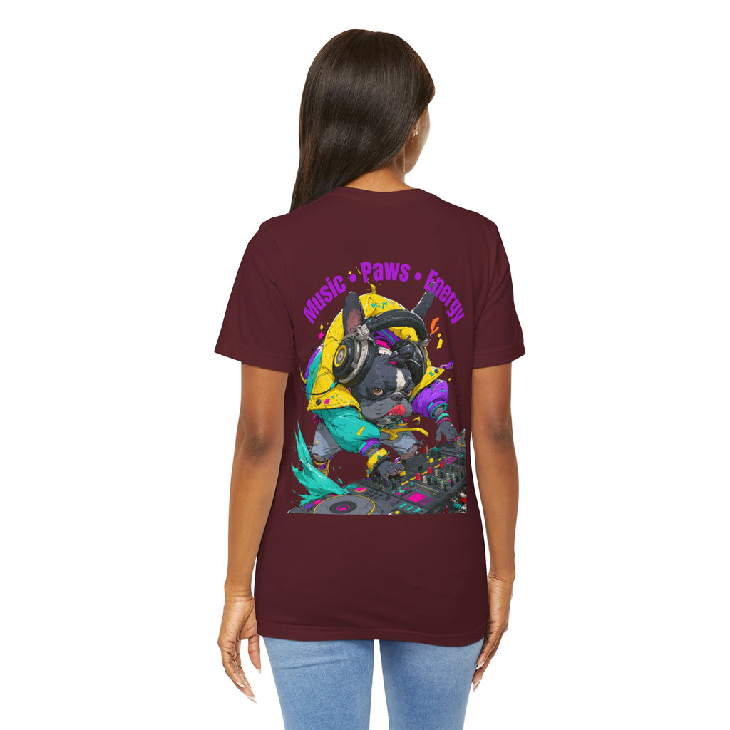 DJ French Bulldog T-Shirt — "Music • Paws • Energy" Graphic Tee