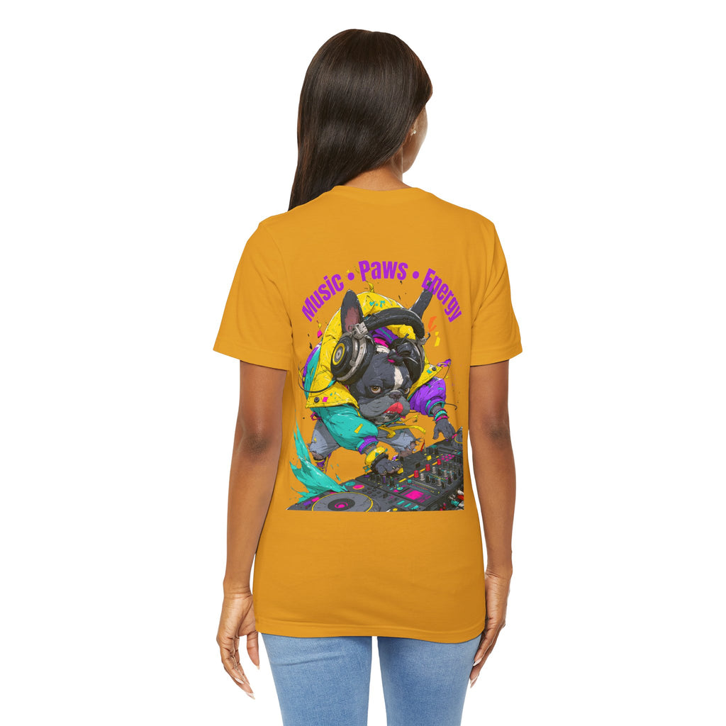 DJ French Bulldog T-Shirt — "Music • Paws • Energy" Graphic Tee