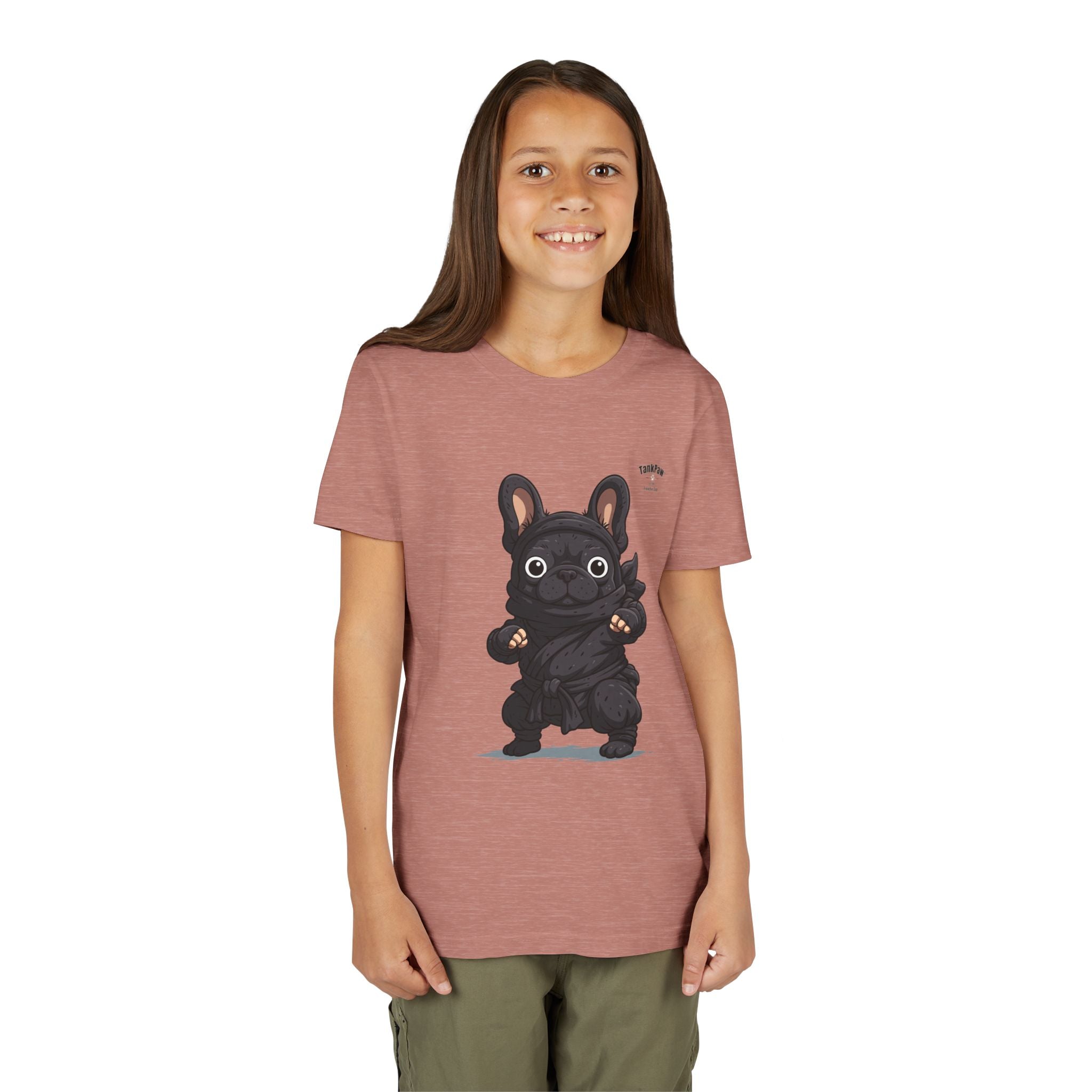 Kids Cute Black French Bulldog Tee – 'TARBUN' Cartoon Pup Youth T-Shirt