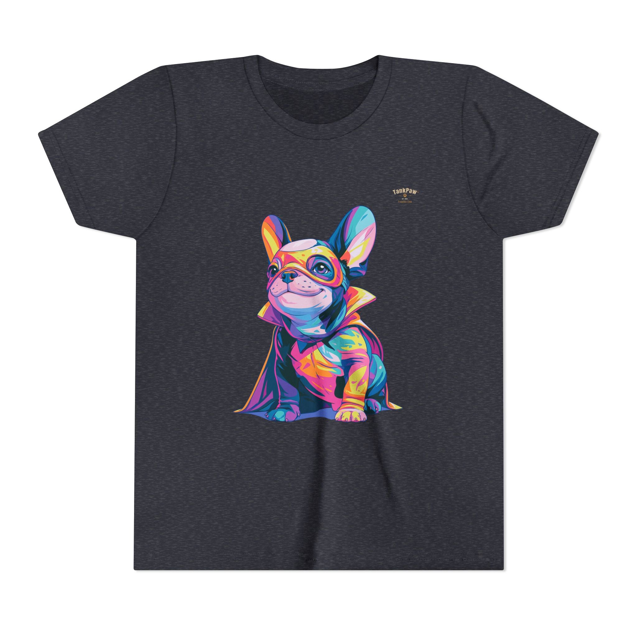 Kids Superhero French Bulldog Tee — Colorful Puppy Costume Youth Shirt