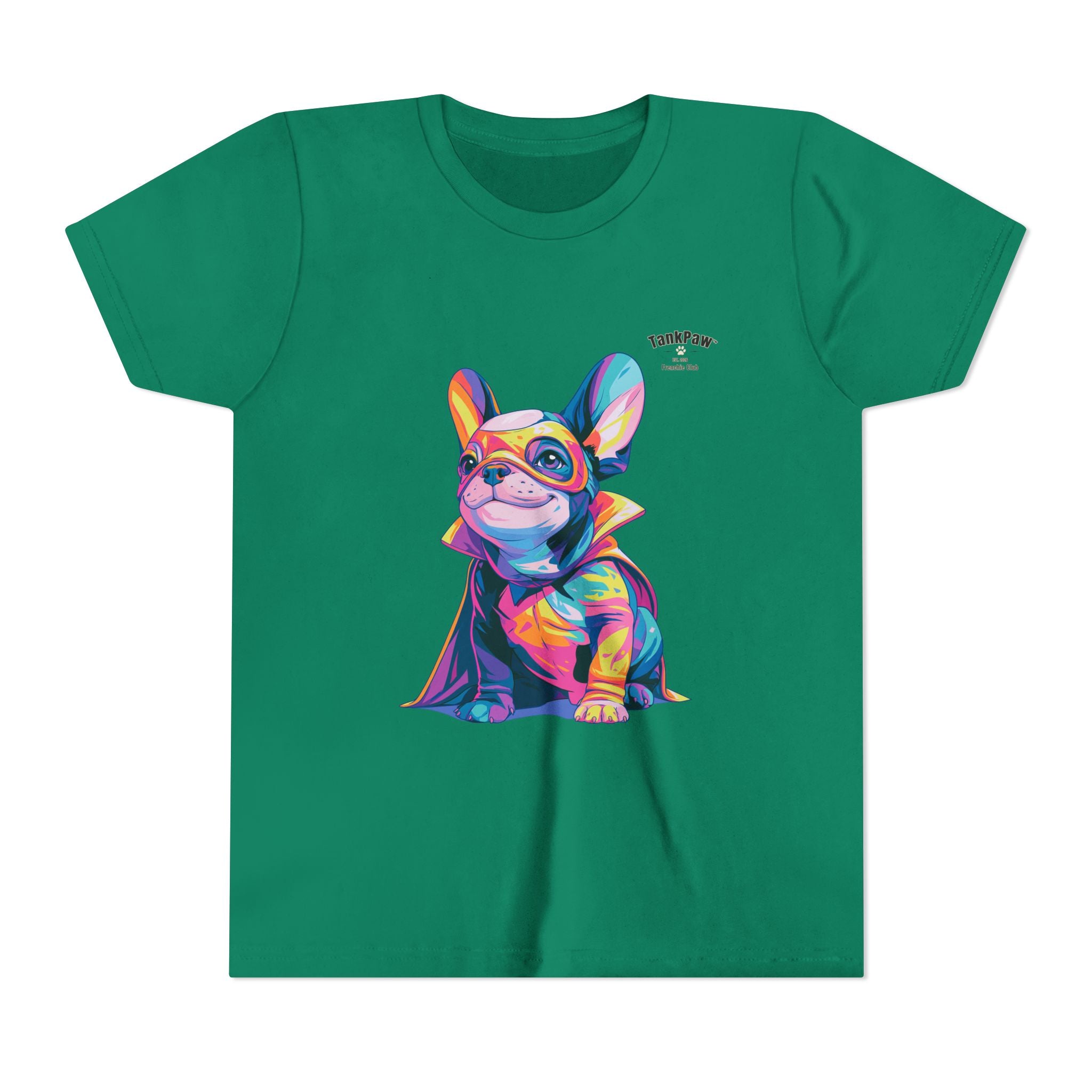 Kids Superhero French Bulldog Tee — Colorful Puppy Costume Youth Shirt