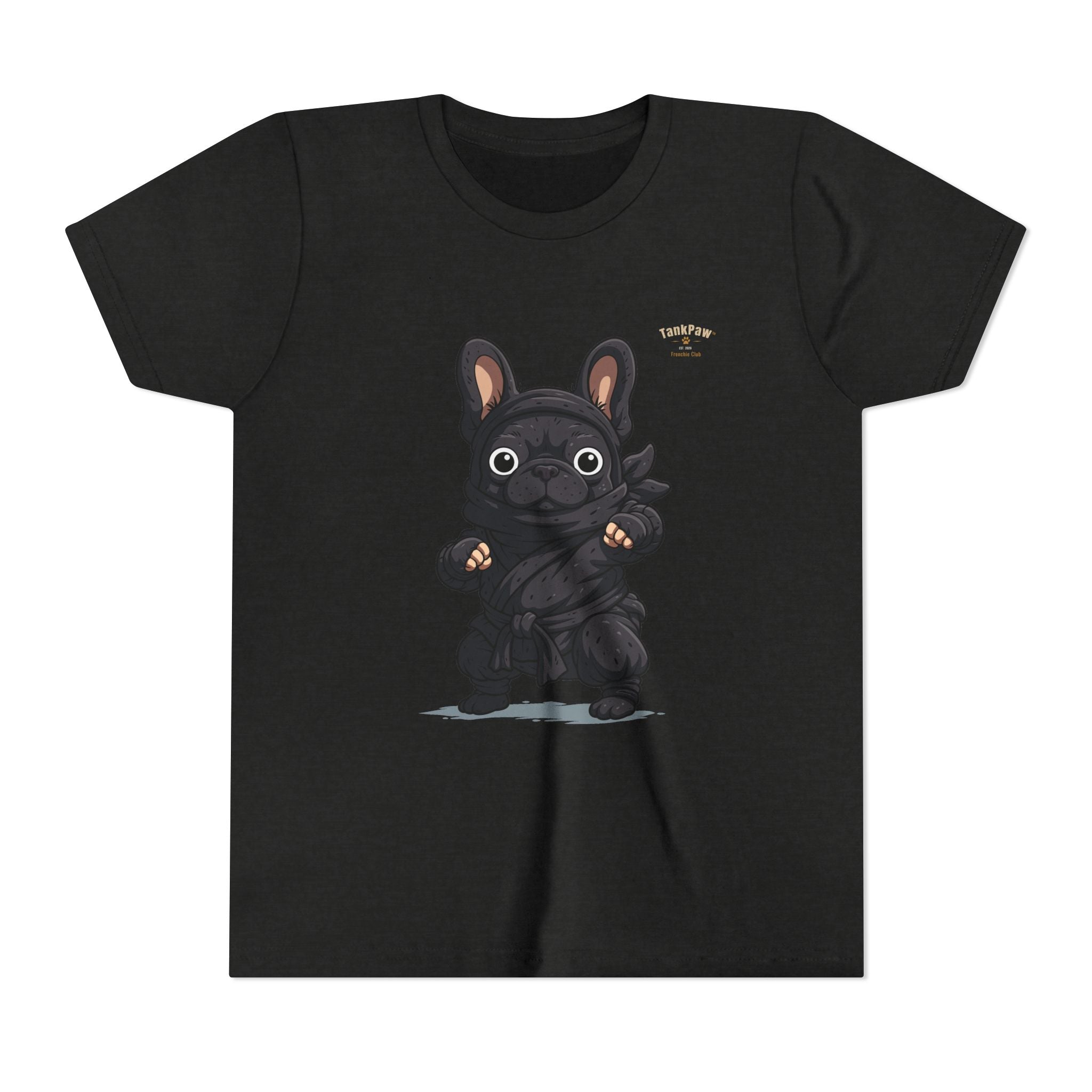 Kids Cute Black French Bulldog Tee – 'TARBUN' Cartoon Pup Youth T-Shirt