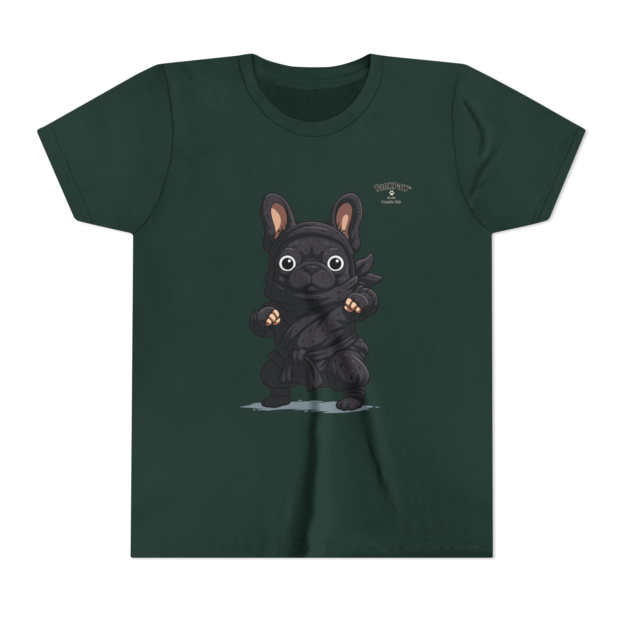 Kids Cute Black French Bulldog Tee – 'TARBUN' Cartoon Pup Youth T-Shirt