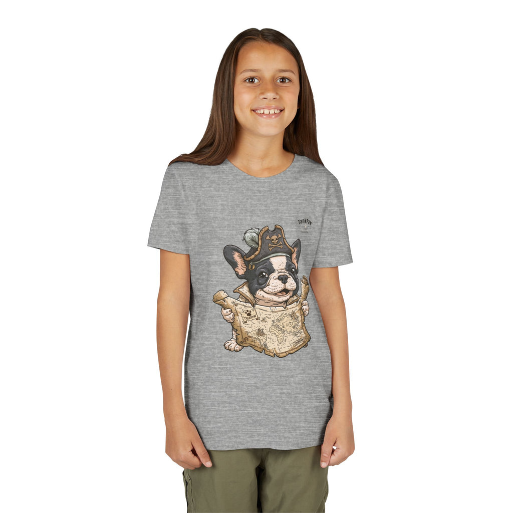 Kids Pirate Dog Tee — "Ahoy!" Map & Captain French Bulldog Youth T-Shirt