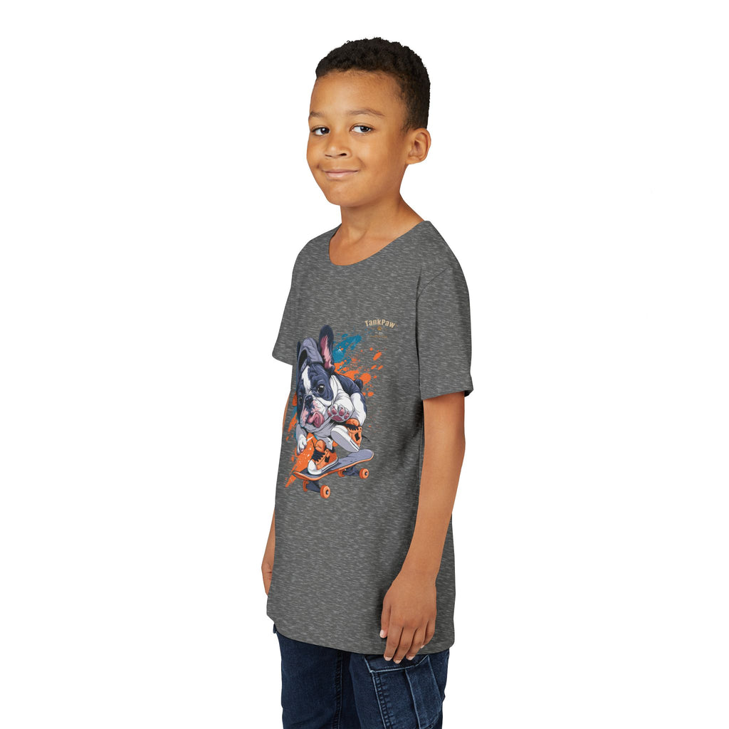 Youth Skateboarding French Bulldog Tee — Cute Skate Pup Graphic Shirt