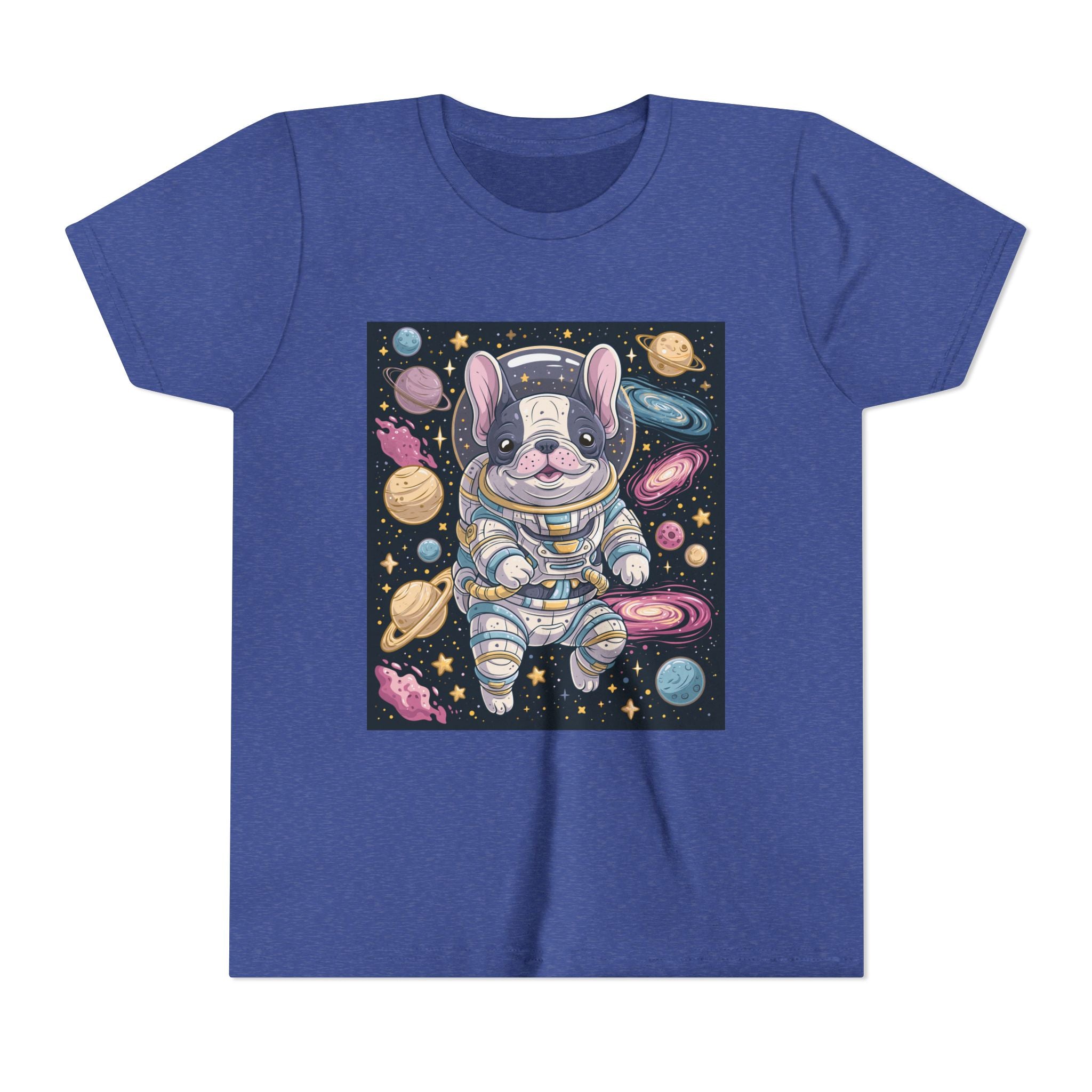 Kids Astronaut French Bulldog Tee — Space Puppy Graphic Youth T‑Shirt