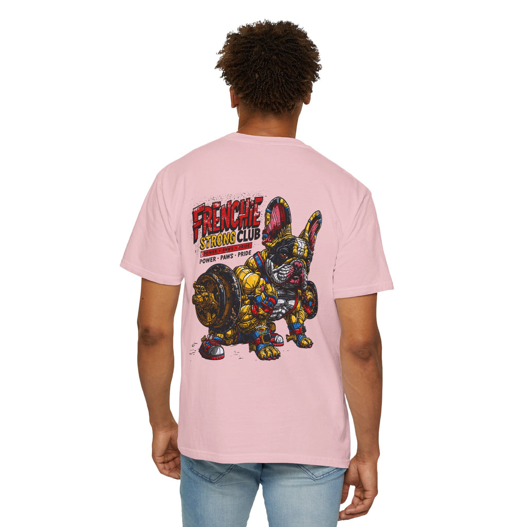 Frenchie Strong Club T-Shirt — Graphic French Bulldog Weightlifting Tee