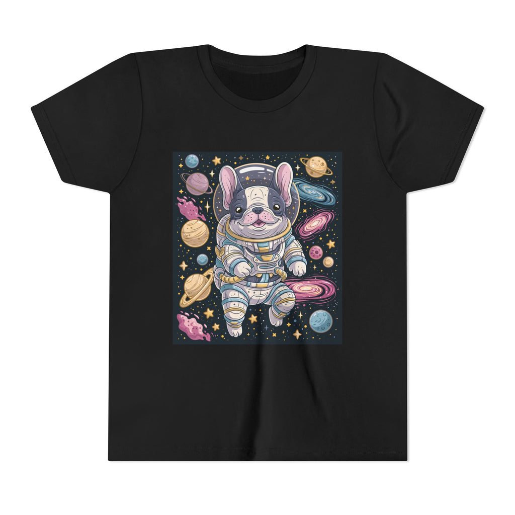 Kids Astronaut French Bulldog Tee — Space Puppy Graphic Youth T‑Shirt