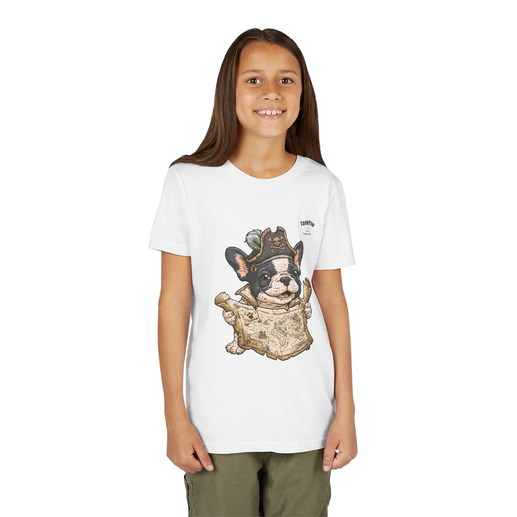 Kids Pirate Dog Tee — "Ahoy!" Map & Captain French Bulldog Youth T-Shirt