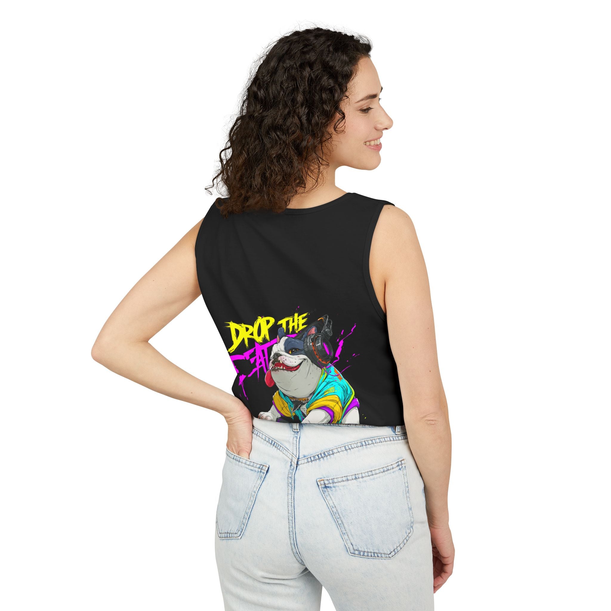 DJ French Bulldog Tank Top – EDM Festival Sleeveless Shirt for Frenchie Lovers