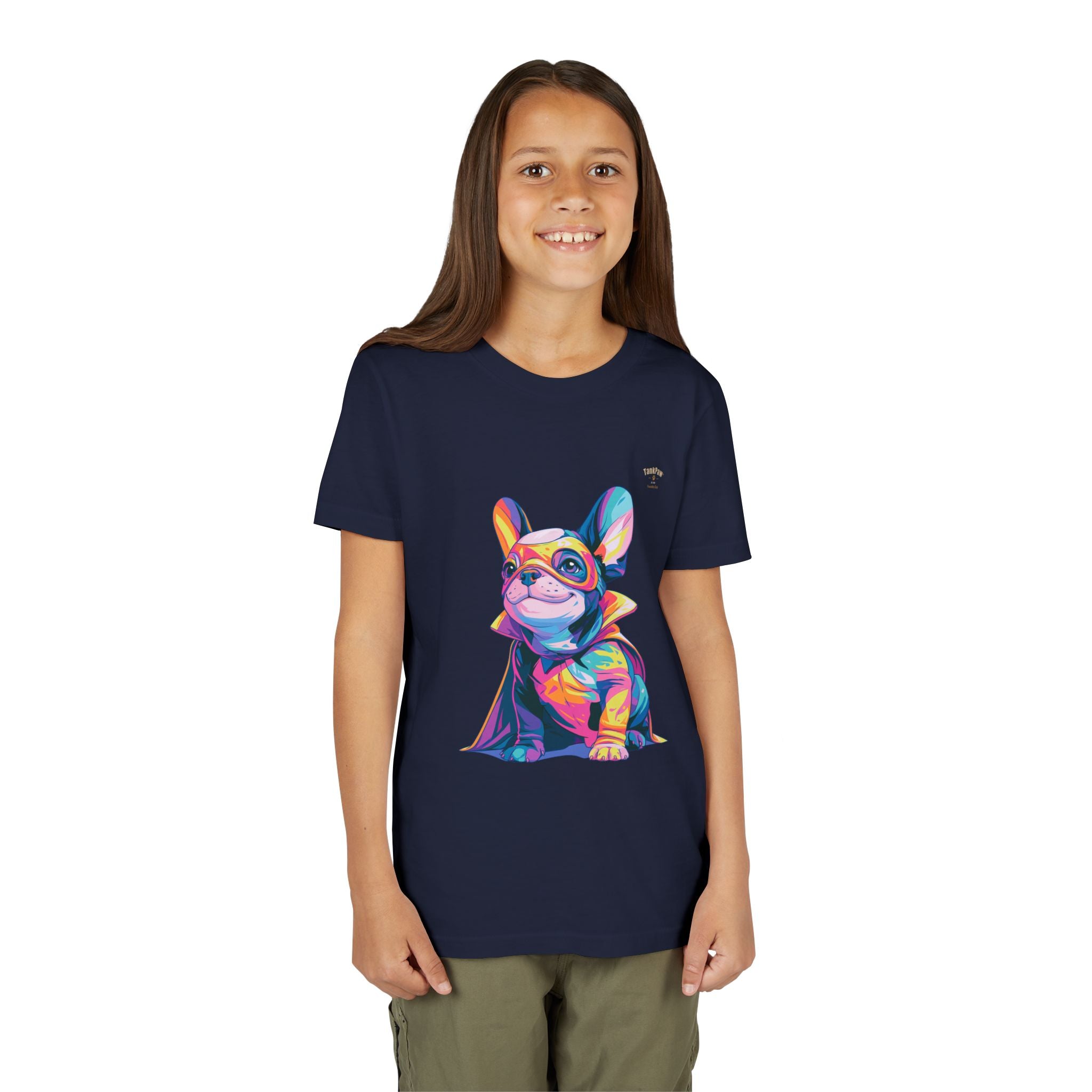 Kids Superhero French Bulldog Tee — Colorful Puppy Costume Youth Shirt
